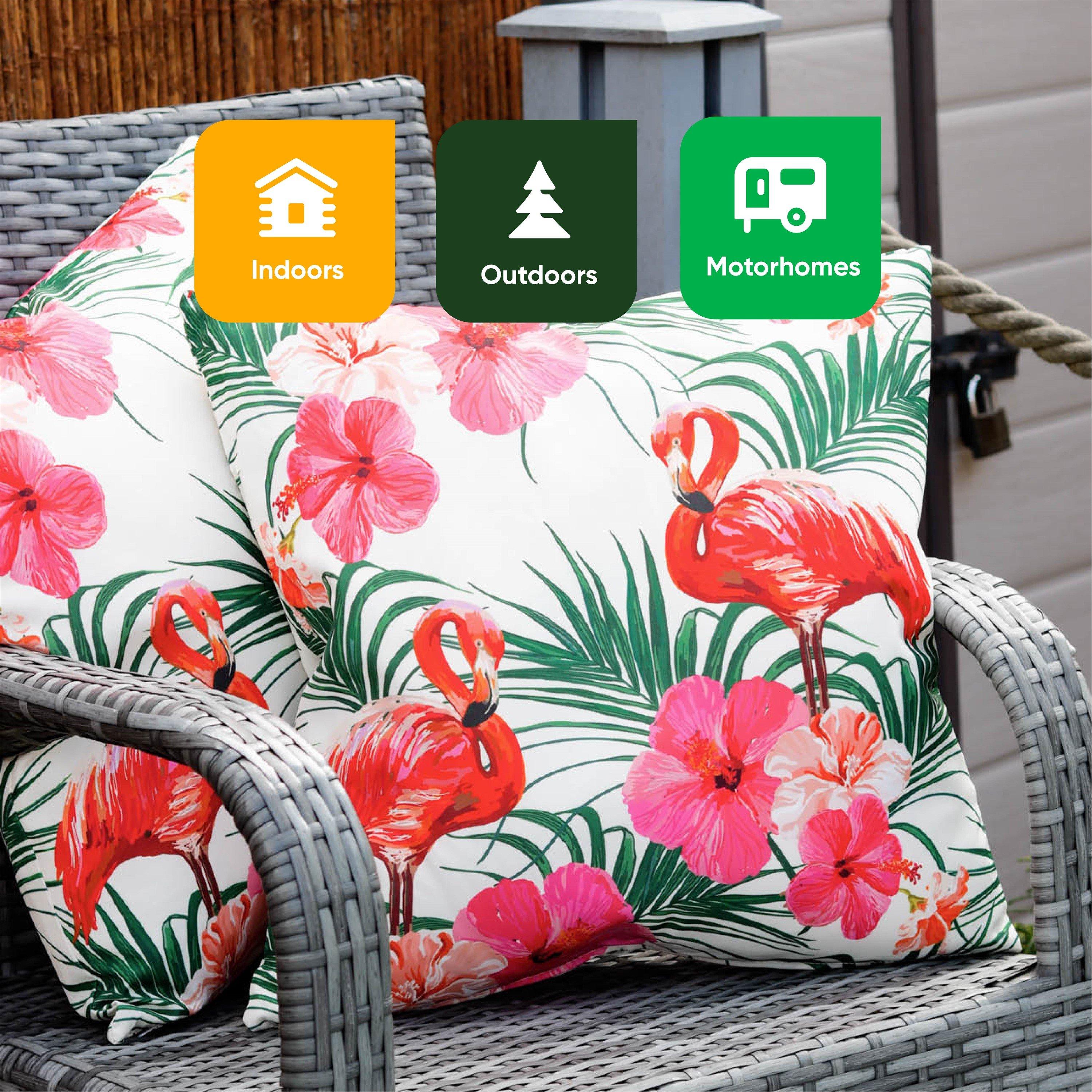 Multi - Streetwize - Outdoor Flamingo Palm Print  Scatter Cushions - Pa - 6