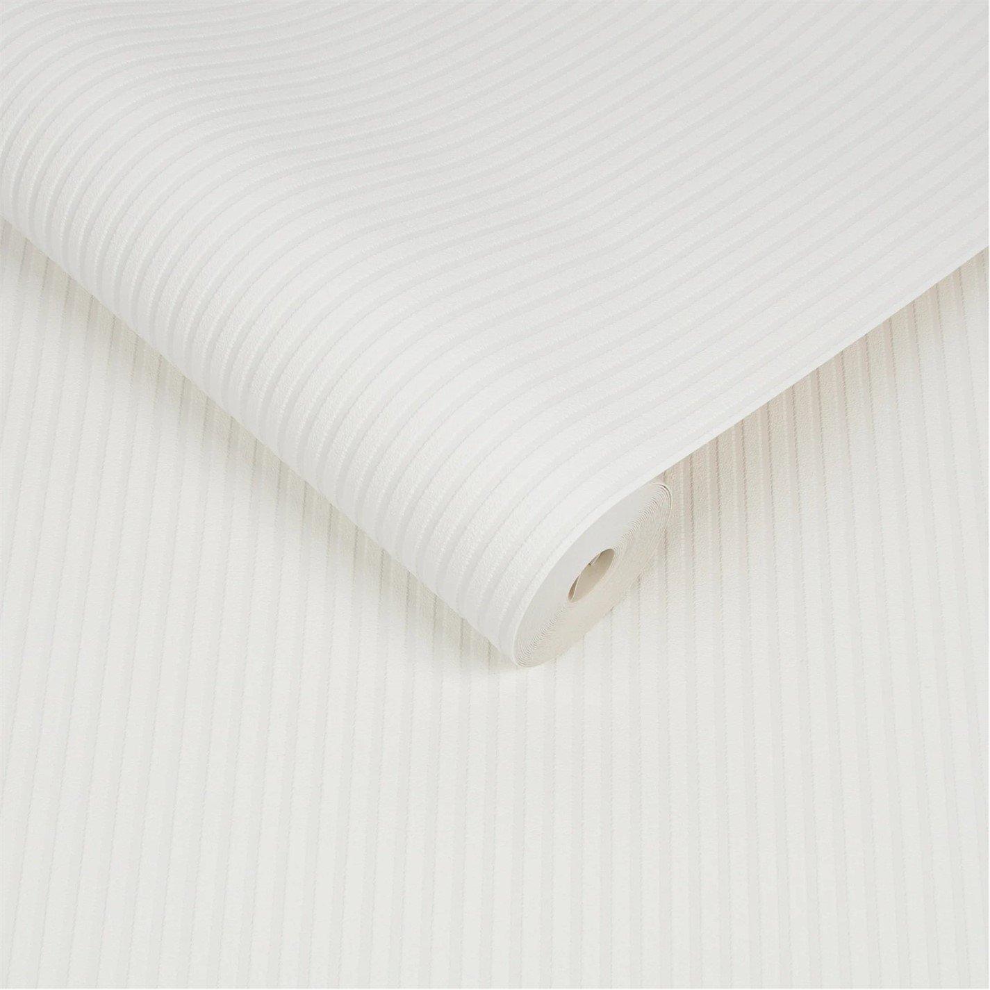 White - Superfresco Paintable - Ribbed Textured White Durable Wallpaper - 3