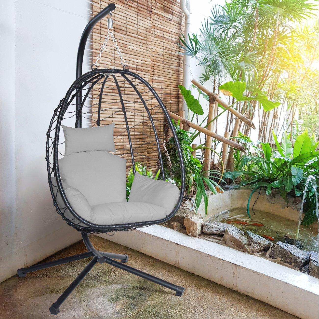 Comfy Living Rattan Swinging Egg Chair