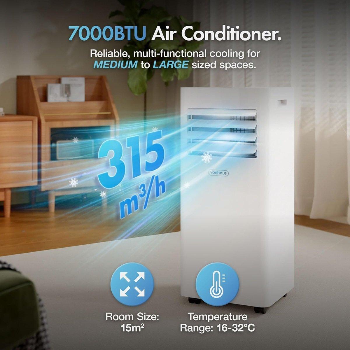 White - VonHaus - 4-in-1 Air Conditioner with Dehumidifier 7000BTU - 2