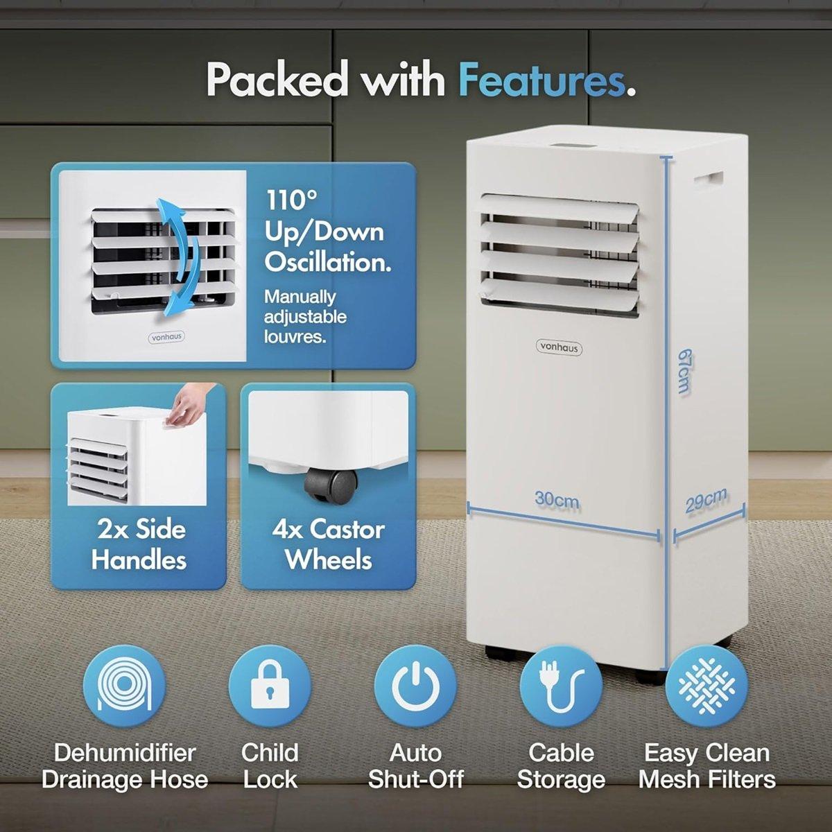 White - VonHaus - 4-in-1 Air Conditioner with Dehumidifier 7000BTU - 3