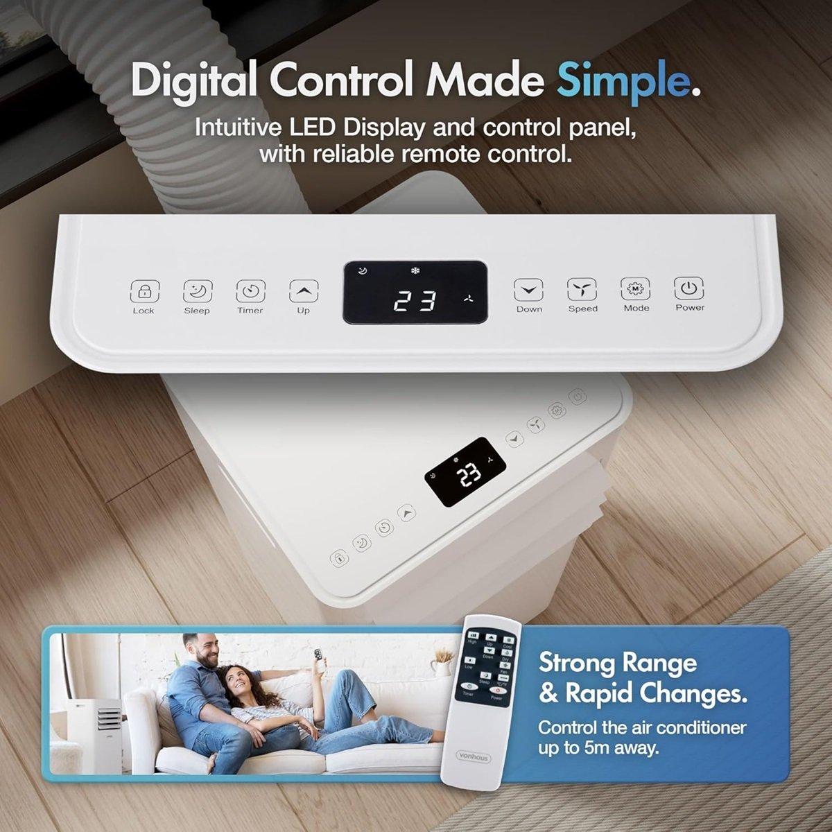 White - VonHaus - 4-in-1 Air Conditioner with Dehumidifier 7000BTU - 7