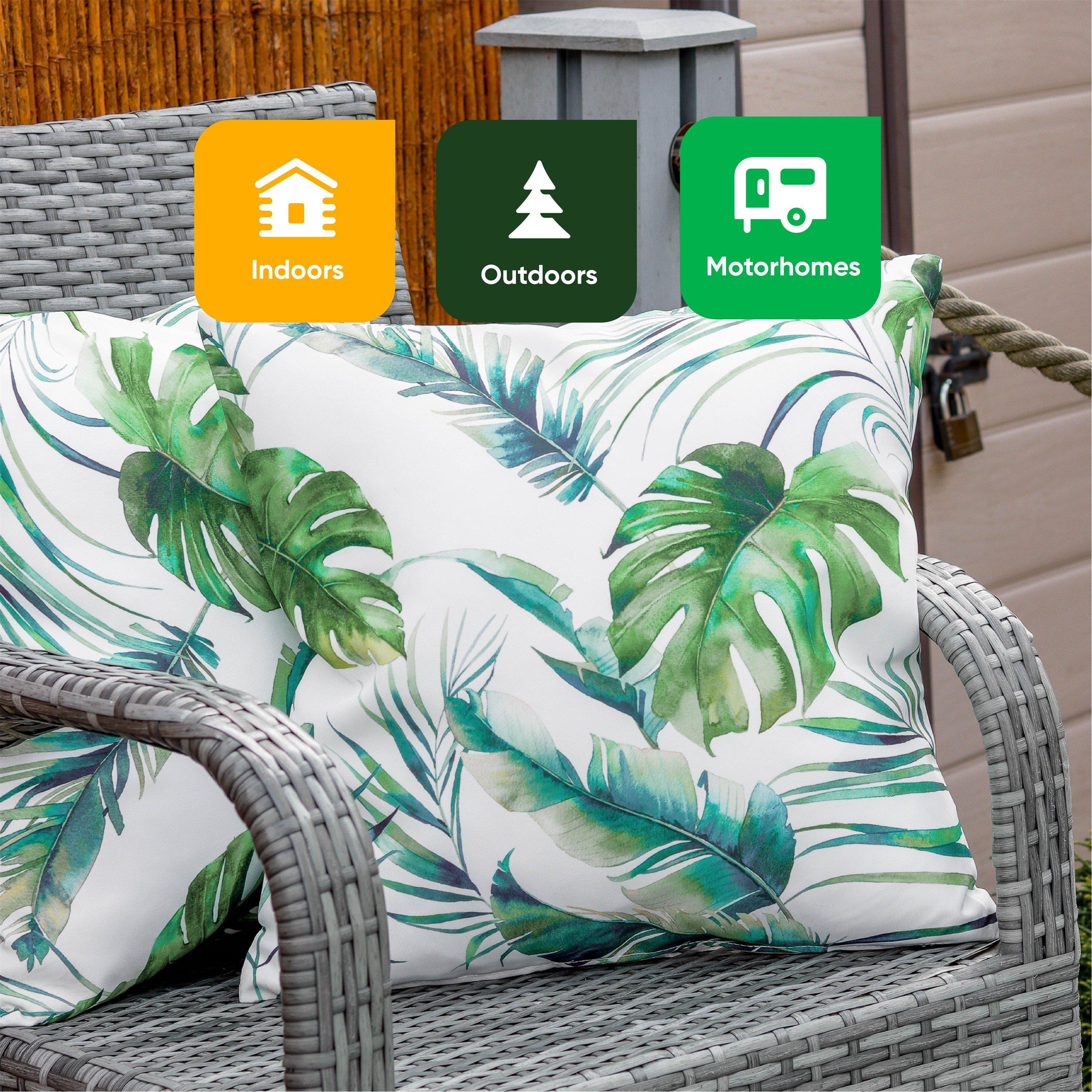 Green - Streetwize - Outdoor Botanical Leaf  Scatter Cushions - 6