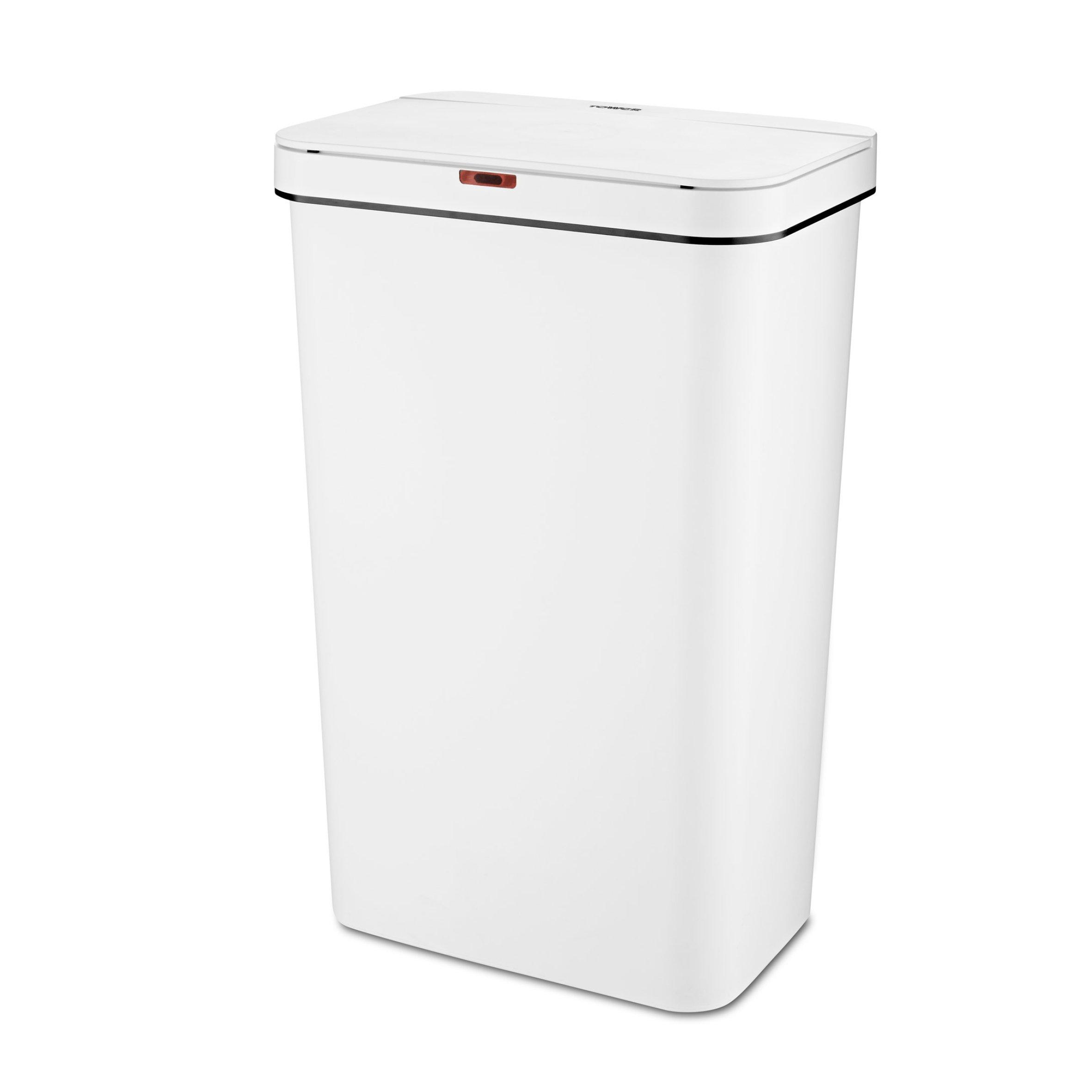 Tower Unisex White Sensor Bin With Retainer Ring, Battery-Operated, 50L, T838005w - Image 3