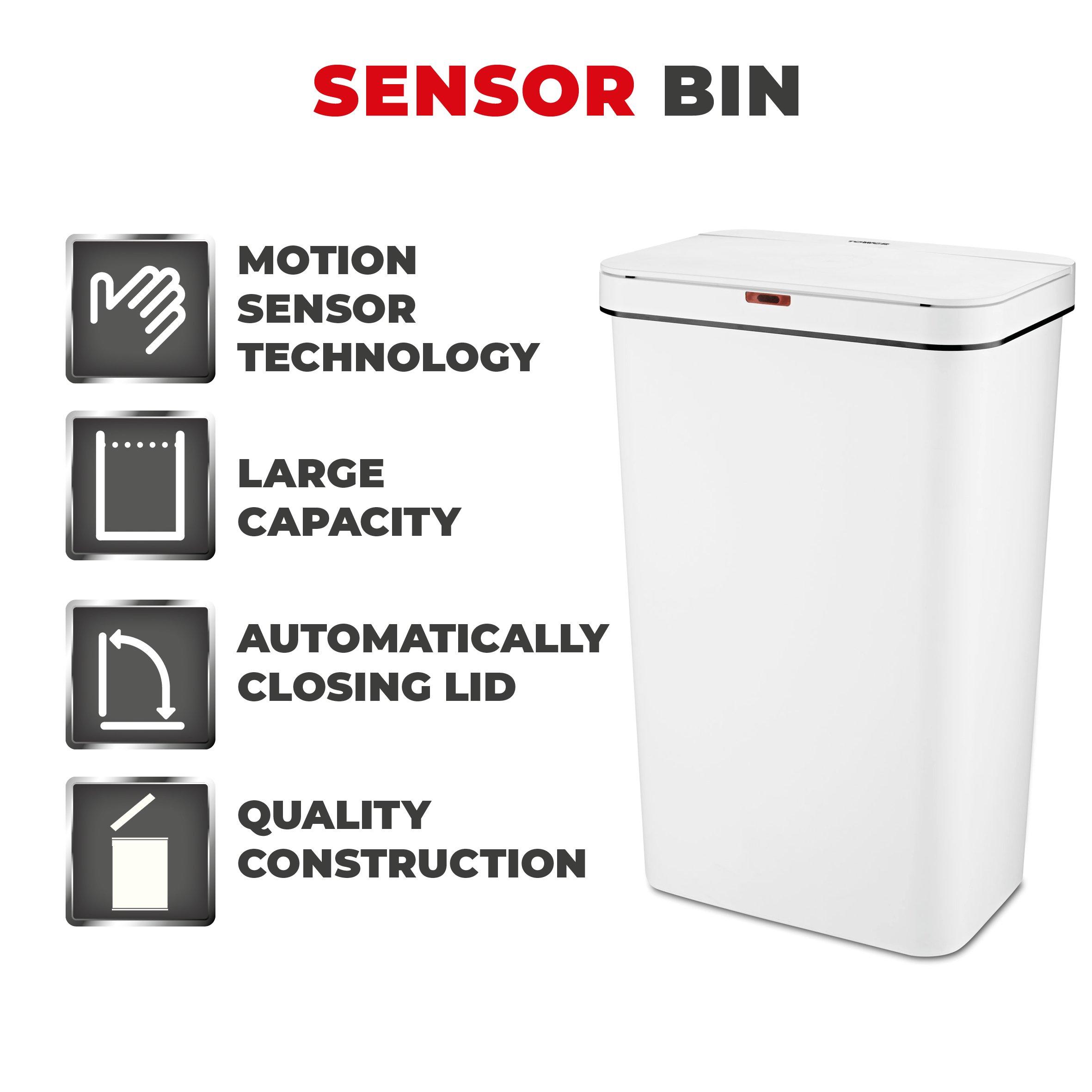 White - Tower - 50L Rectangular Sensor Bin White - 2