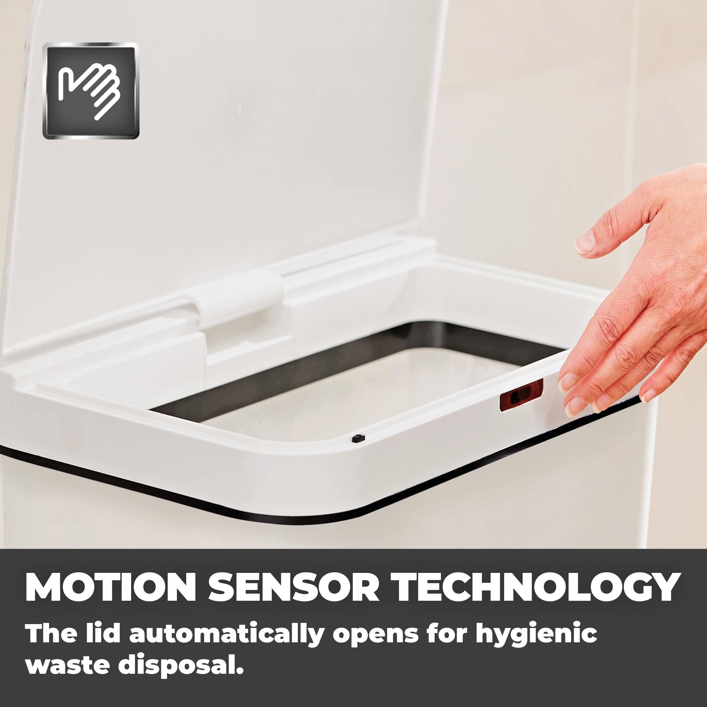 White - Tower - 50L Rectangular Sensor Bin White - 3