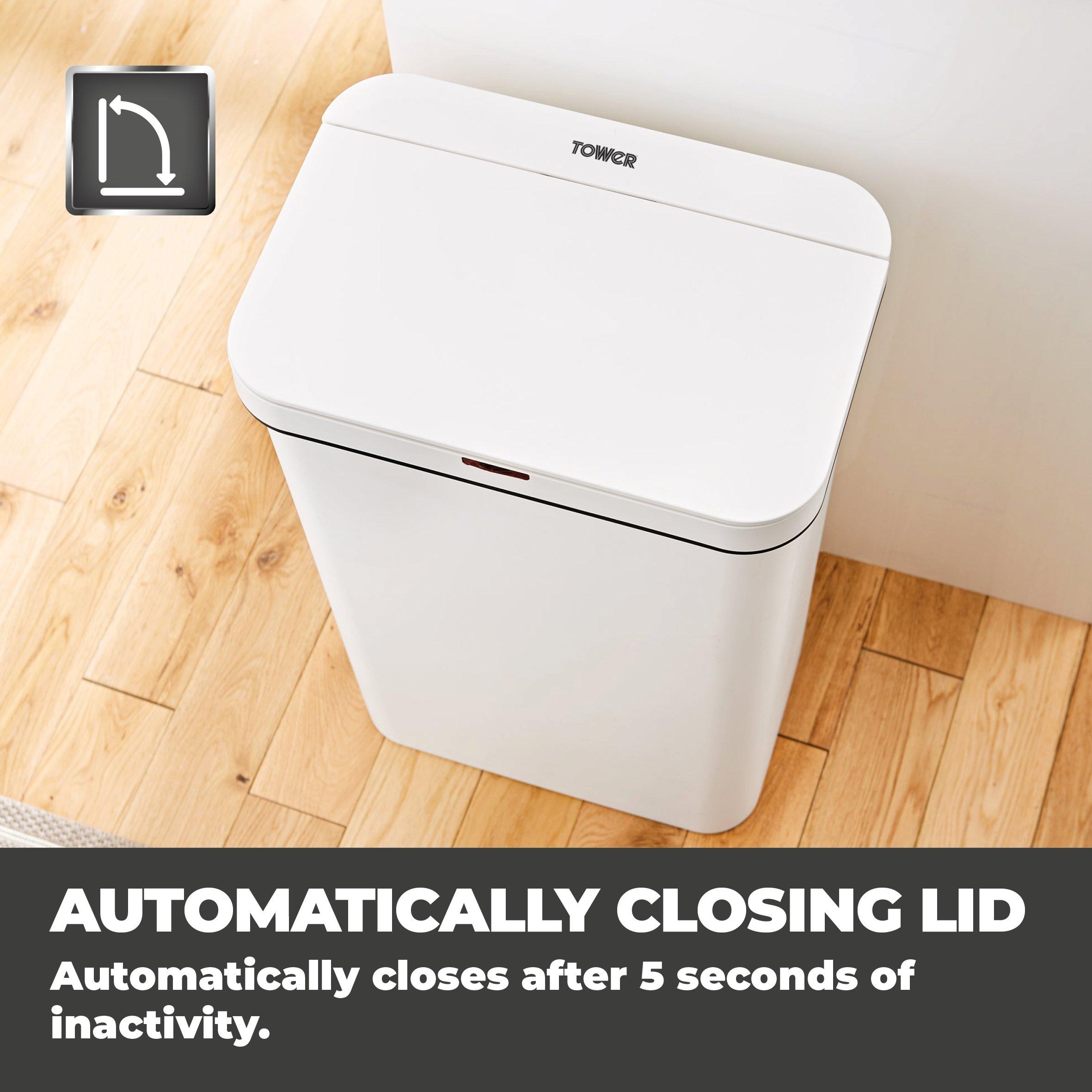 White - Tower - 50L Rectangular Sensor Bin White - 5