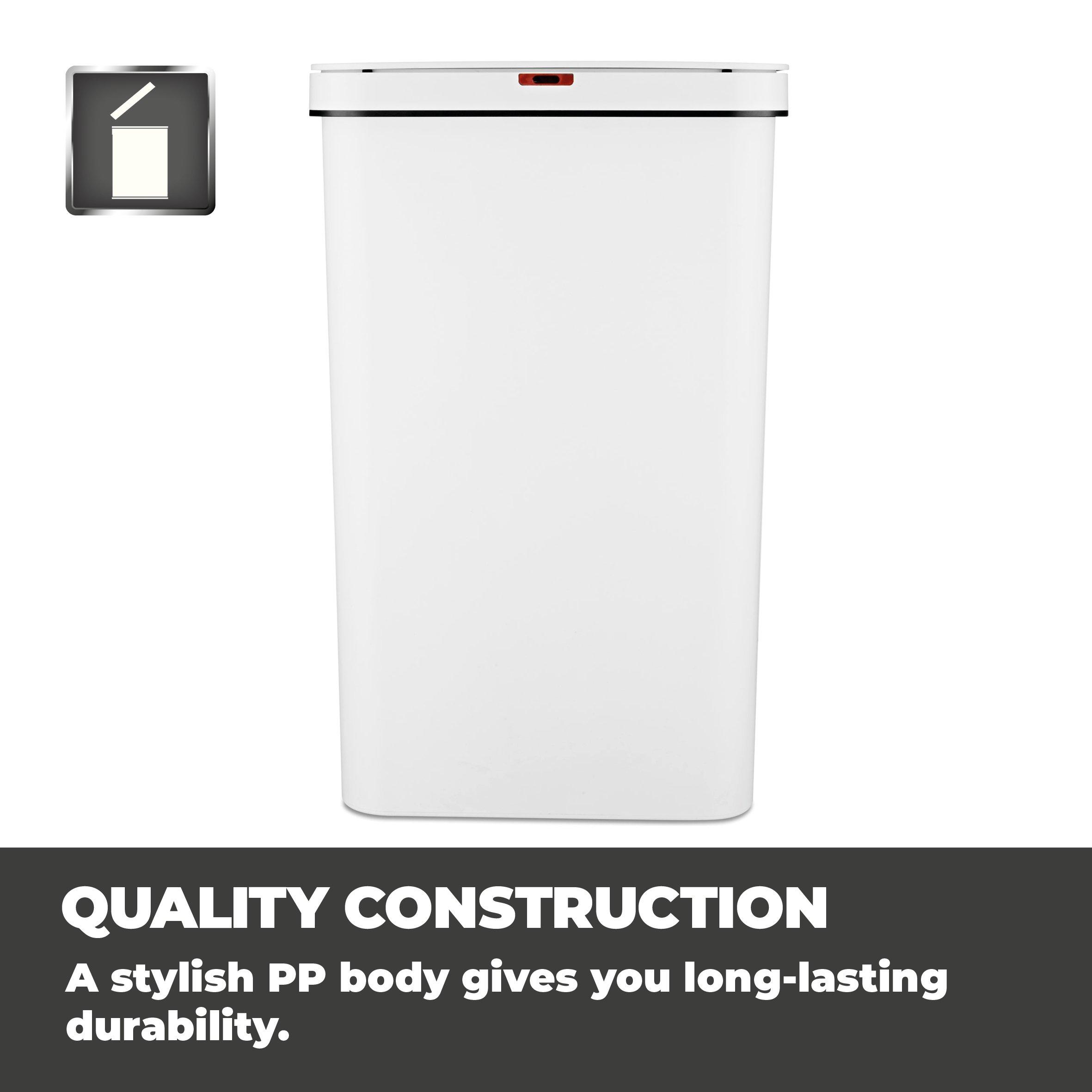White - Tower - 50L Rectangular Sensor Bin White - 6
