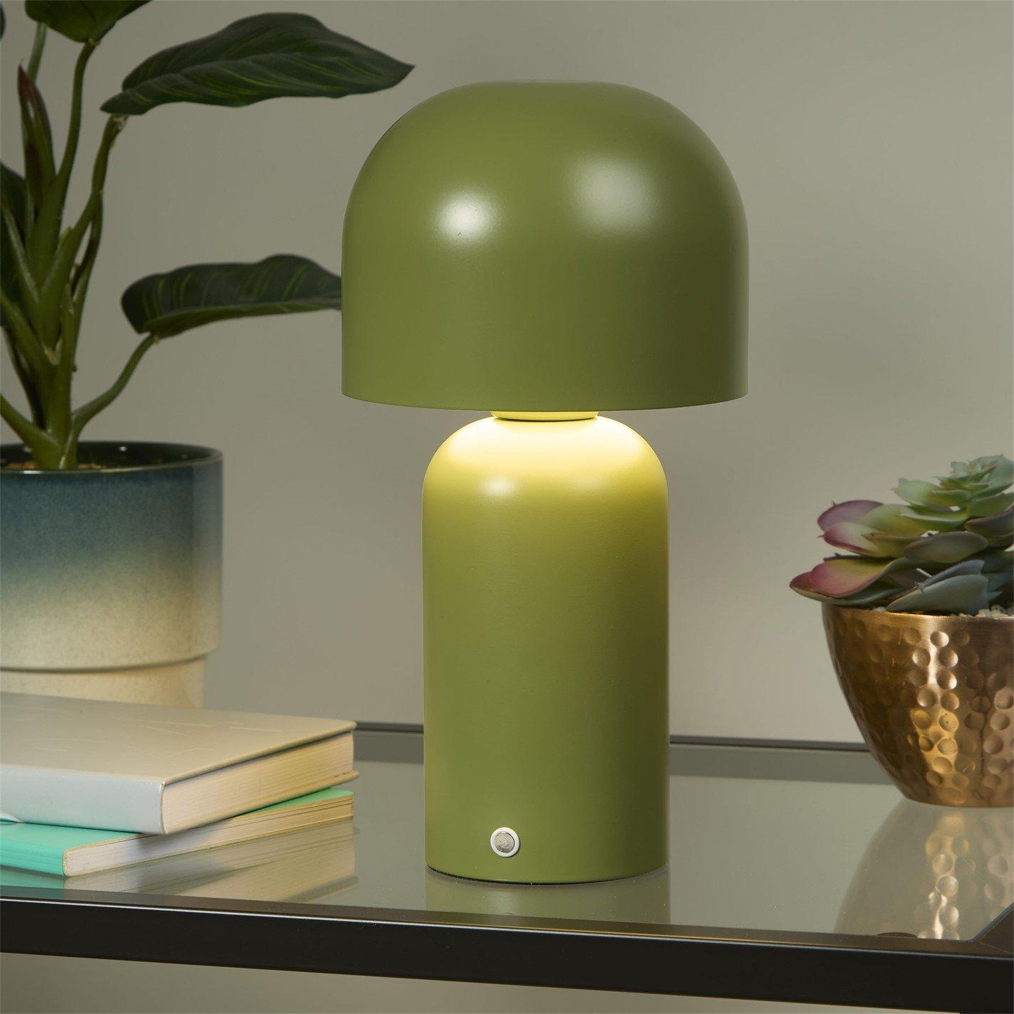 Olive Green - Lighting Collection - Rechargeable Olive LED Mushroom Table Lamp - 1