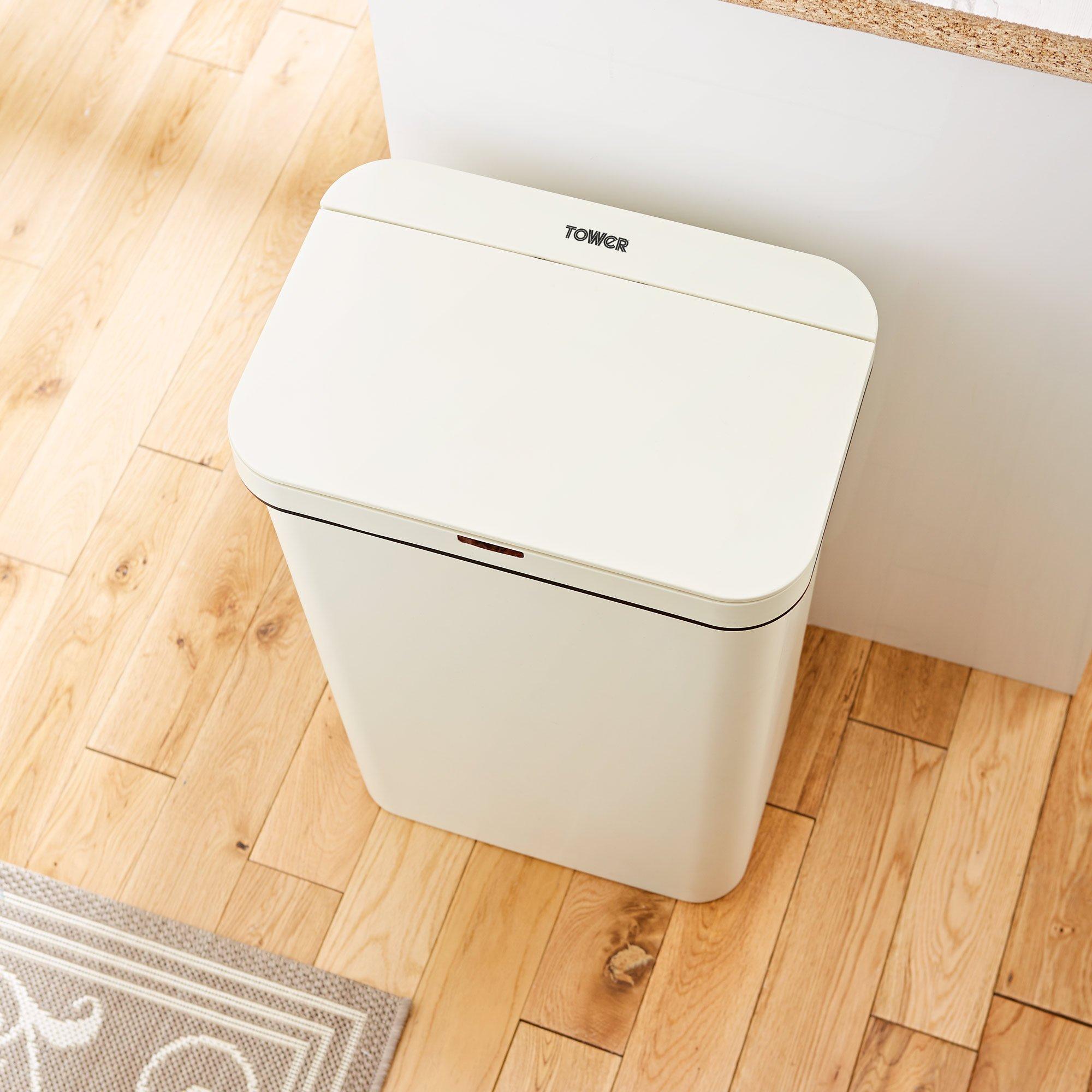 Cream - Tower - 50L Rectangular Sensor Bin Cream - 4