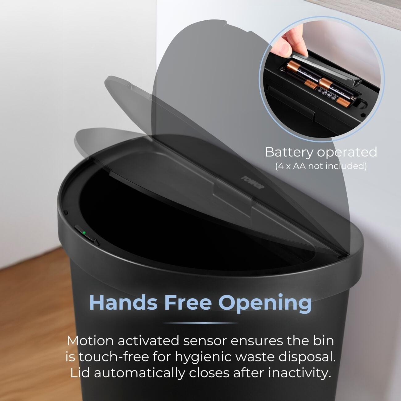 Black - Tower - 50L Curved Sensor Bin Black - 3
