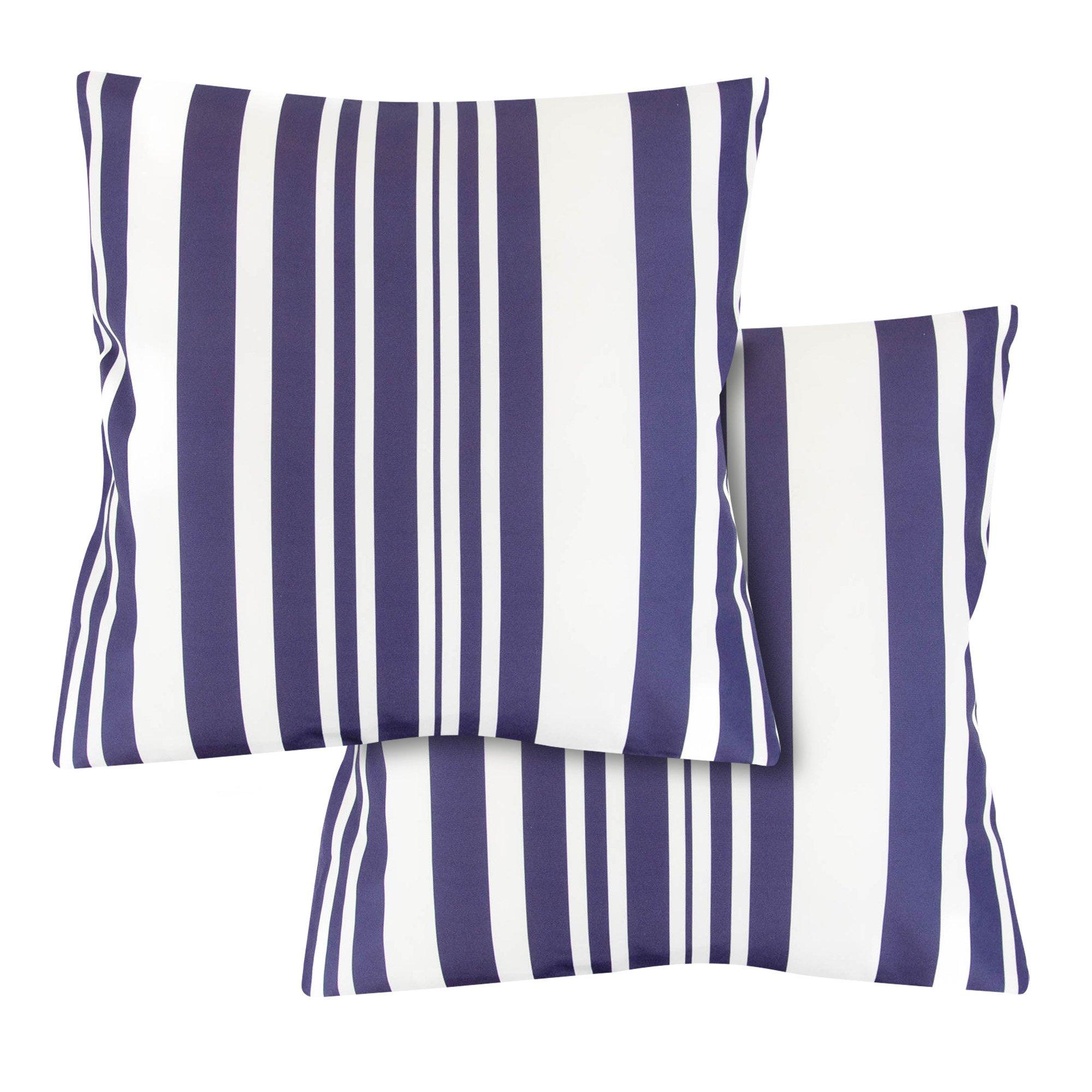 Blue/White - Streetwize - Outdoor Blue Stripe Scatter Cushions - 1