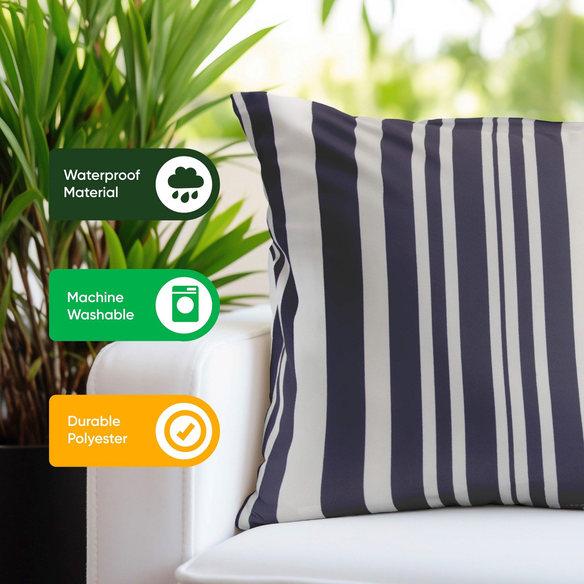 Blue/White - Streetwize - Outdoor Blue Stripe Scatter Cushions - 5