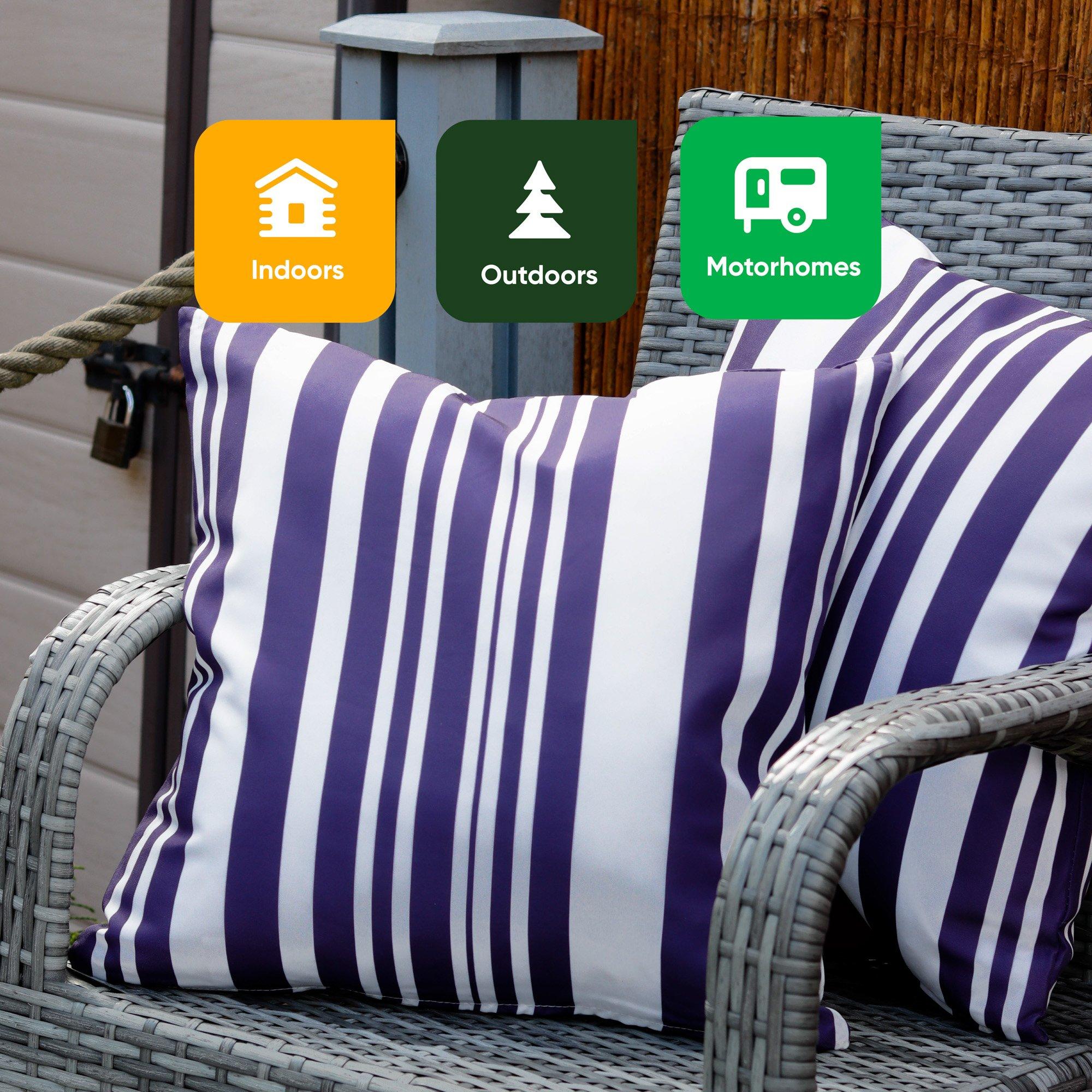 Blue/White - Streetwize - Outdoor Blue Stripe Scatter Cushions - 6