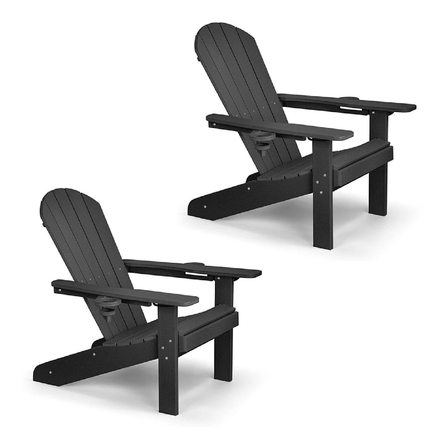 VonHaus Westport Set of 2 Black Garden Chairs