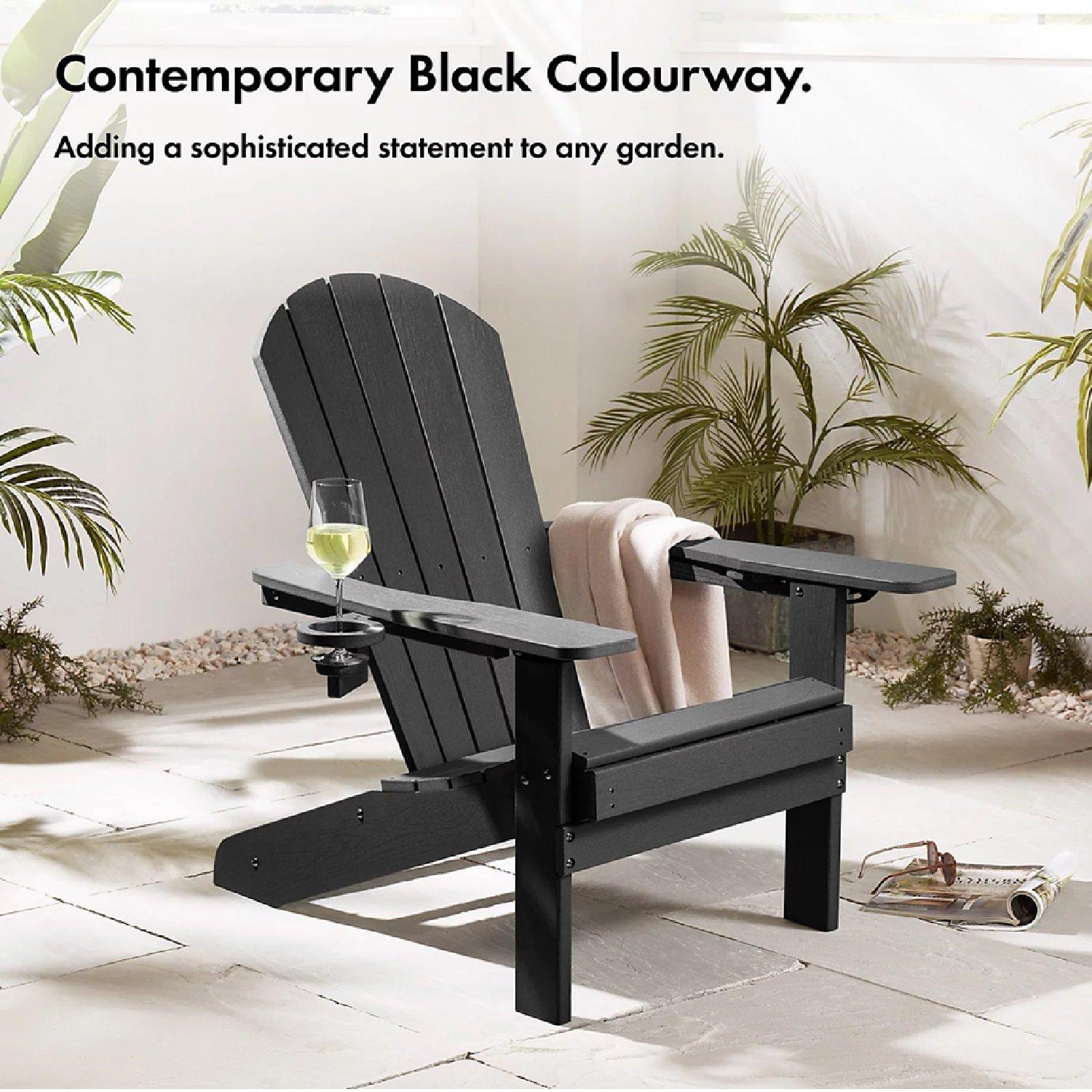 Black - VonHaus - Westport Set of 2 Black Garden Chairs - 2