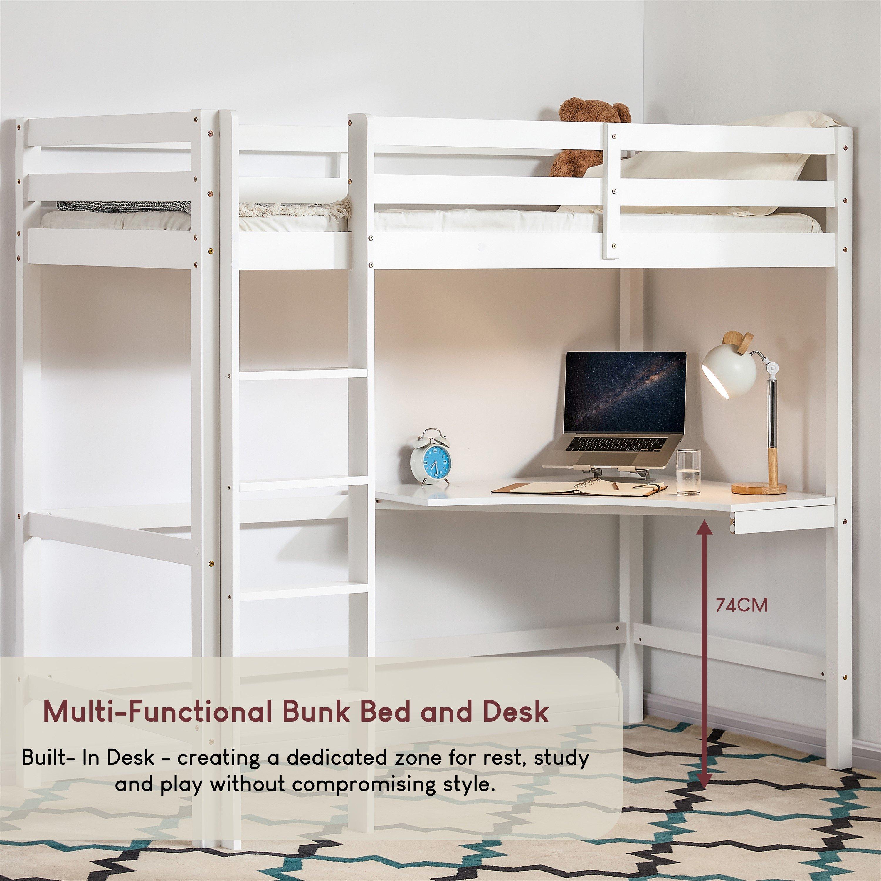 White - Lassic - Vida Designs Sydney Bunk Bed With Desk - 7