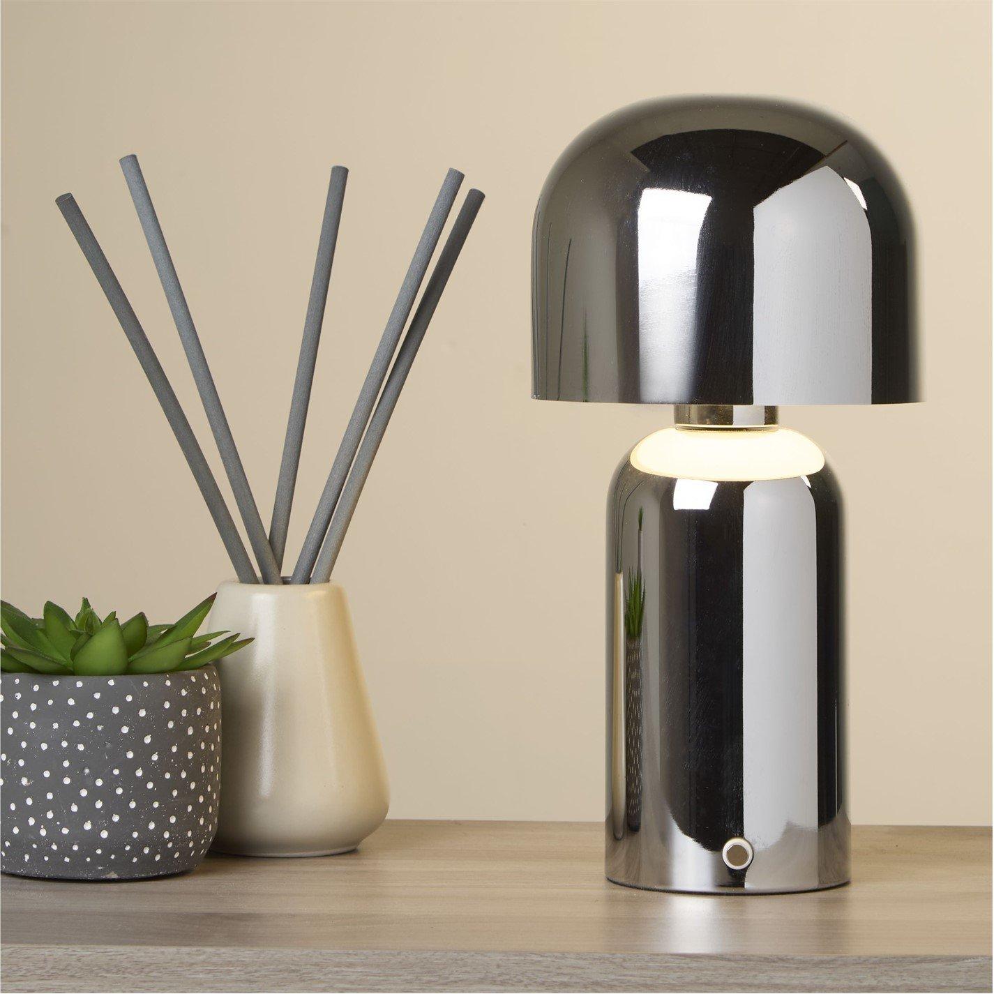 Lighting Collection Rechargeable Chrome LED Mushroom Table Lamp