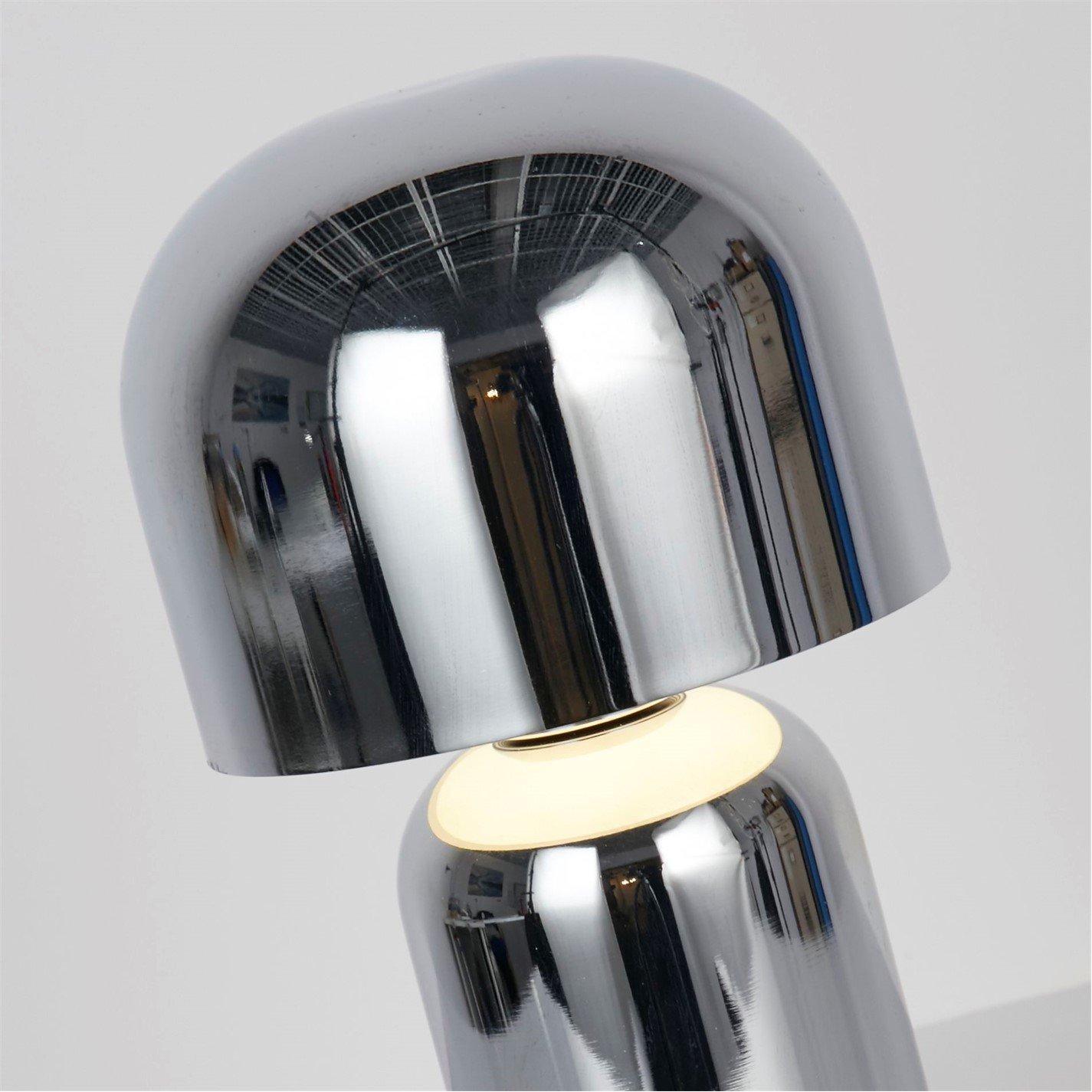 Chrome - Lighting Collection - Rechargeable Chrome LED Mushroom Table Lamp - 3