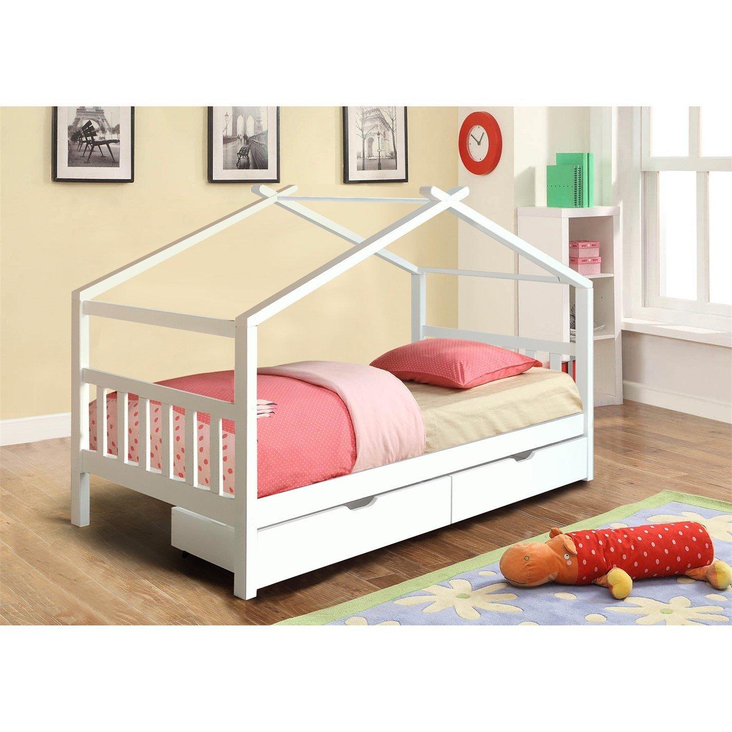Comfy Living 3ft House Bed Frame With Storage Tent and Mat