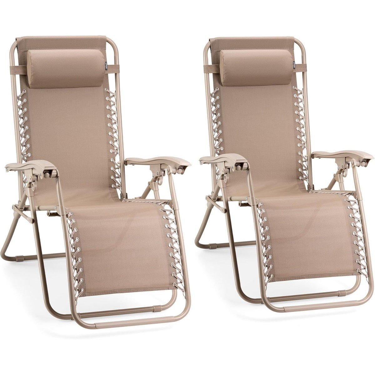 Vonhaus  Verona Sage Zero Gravity Chair Set Of 2 - Brown