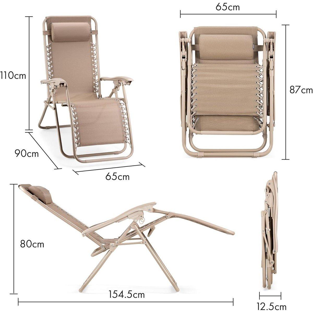 Brown - VonHaus - Verona Sage Zero Gravity Chair Set of 2 - 2