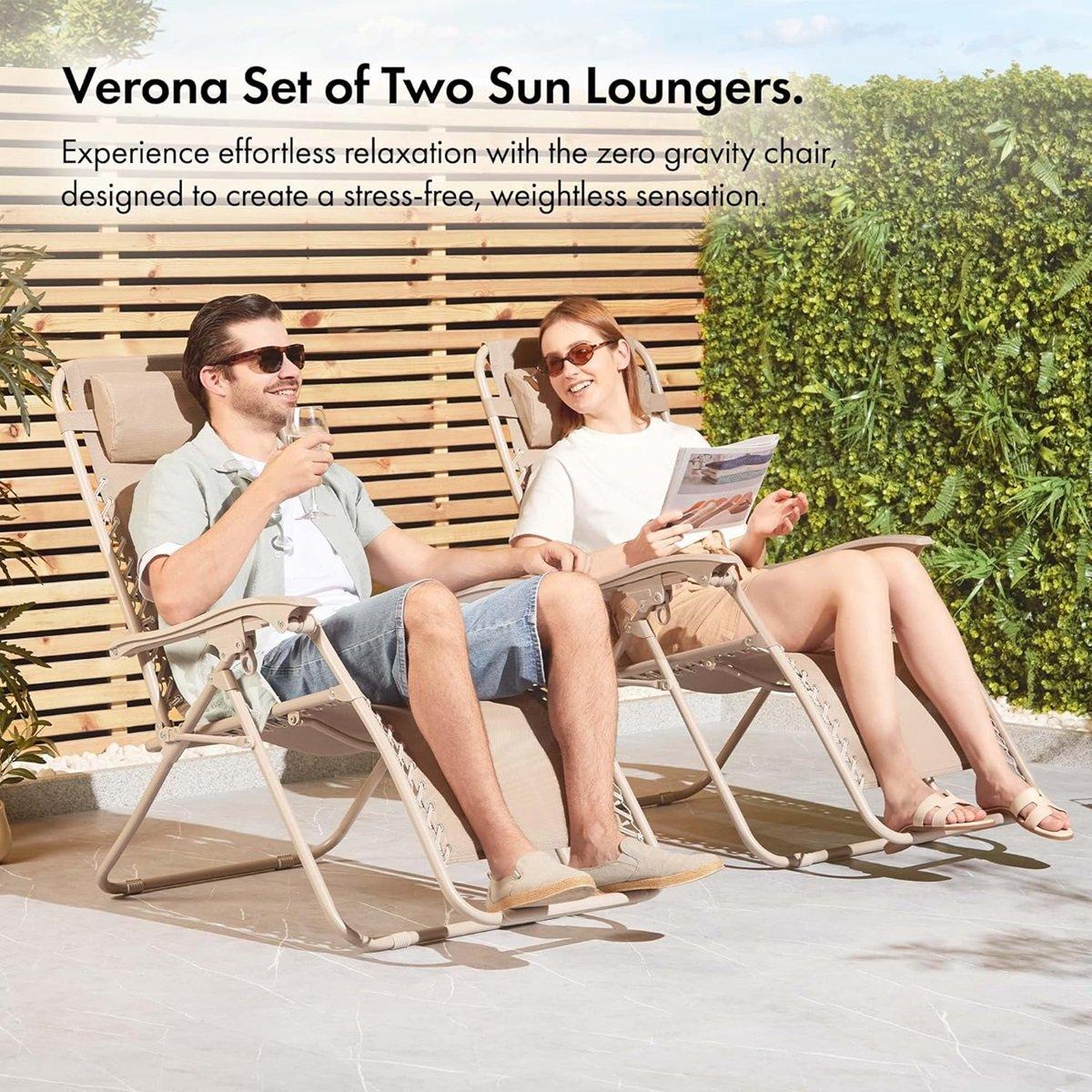 Brown - VonHaus - Verona Sage Zero Gravity Chair Set of 2 - 3