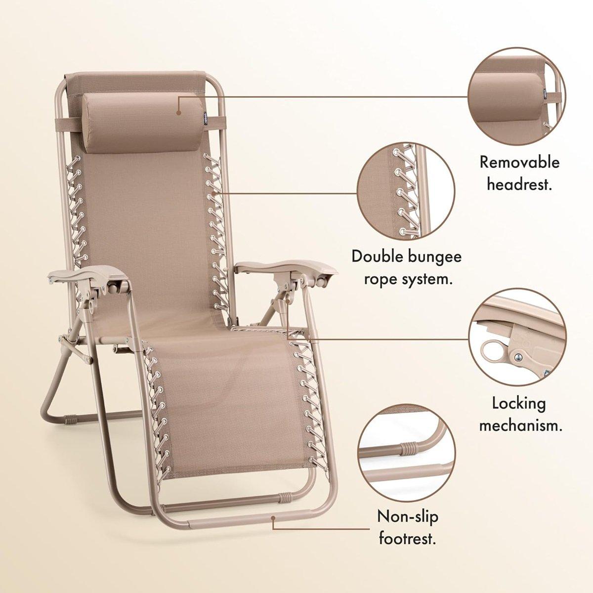Brown - VonHaus - Verona Sage Zero Gravity Chair Set of 2 - 8