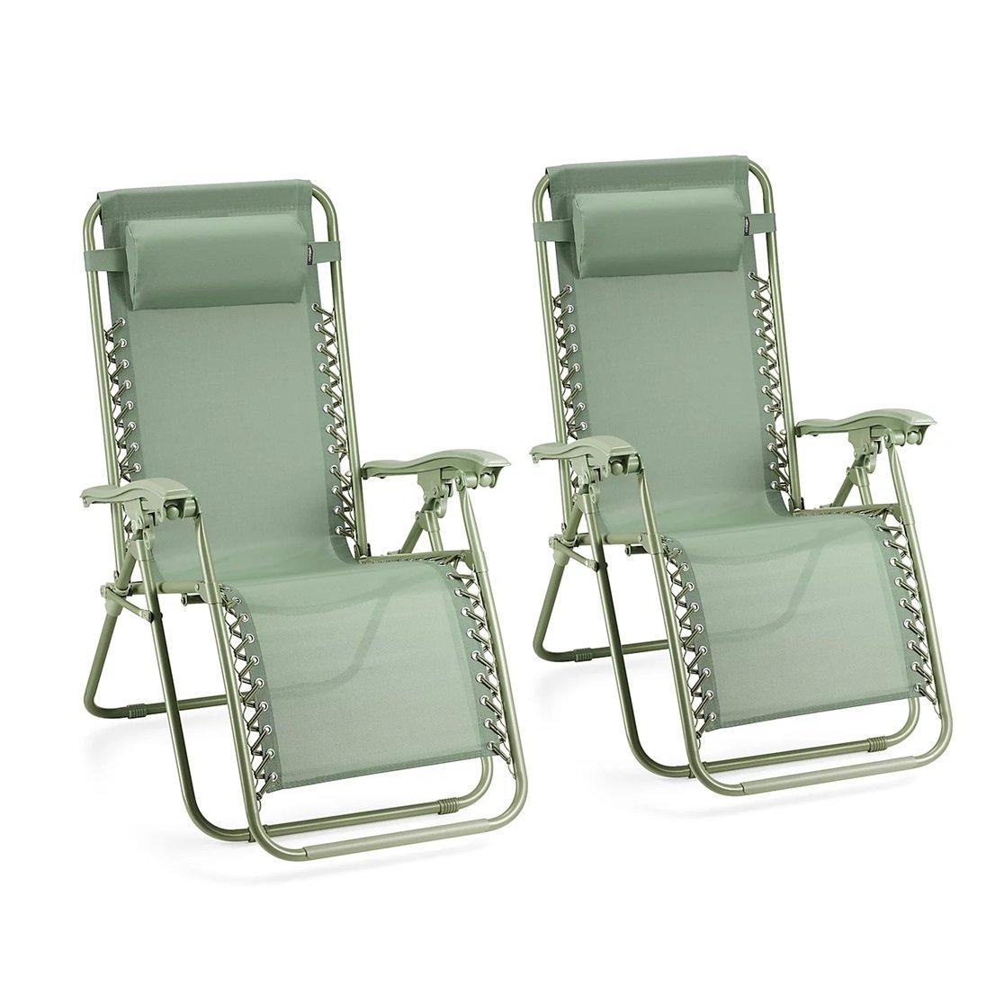 Green - VonHaus - Verona Sage Green Zero Gravity Chair Set of 2 - 1