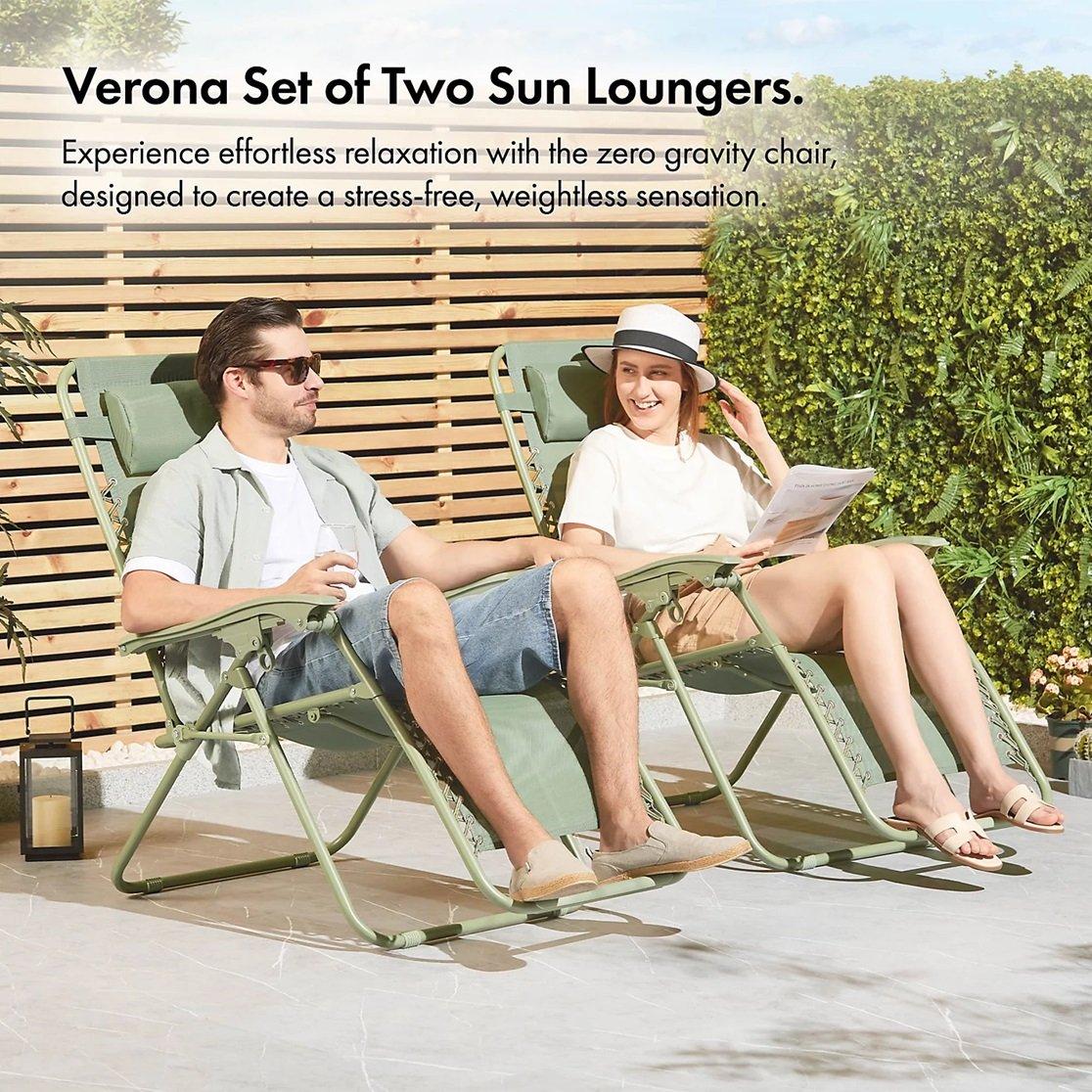 Green - VonHaus - Verona Sage Green Zero Gravity Chair Set of 2 - 3