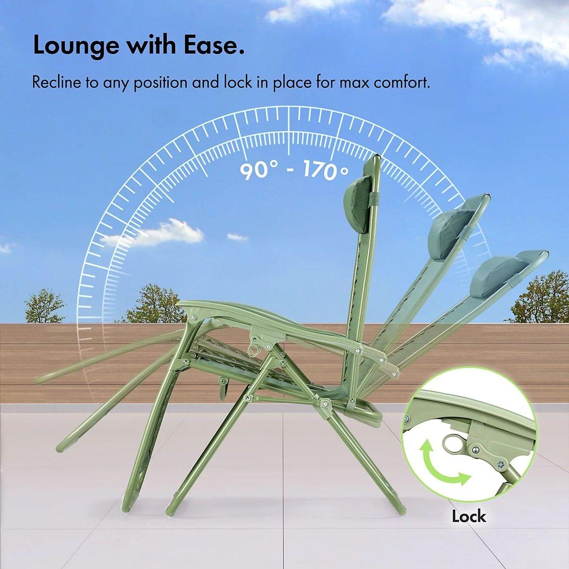 Green - VonHaus - Verona Sage Green Zero Gravity Chair Set of 2 - 4