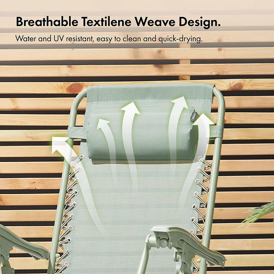 Green - VonHaus - Verona Sage Green Zero Gravity Chair Set of 2 - 6