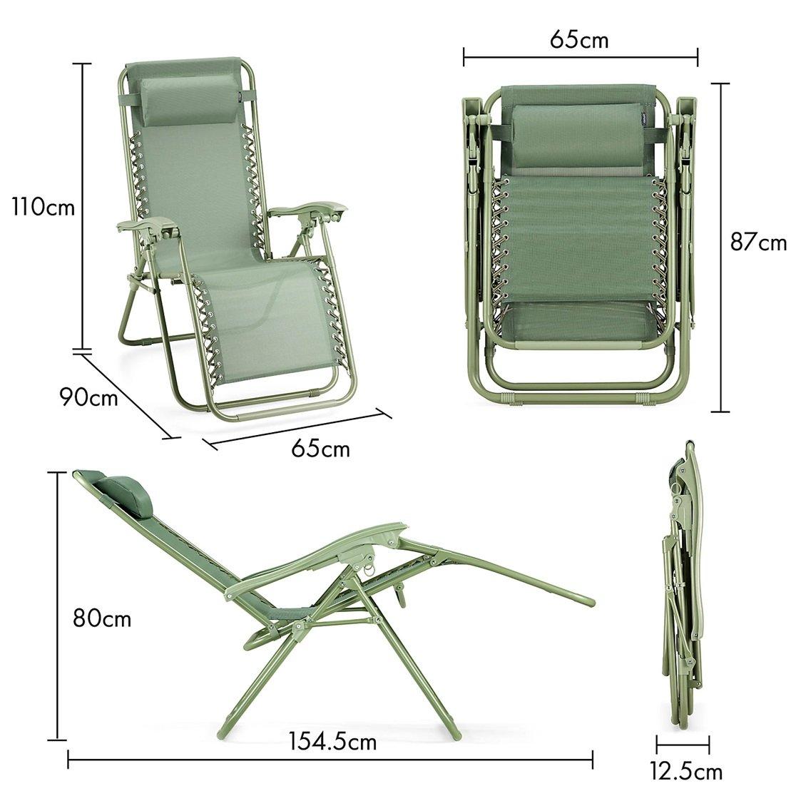 Green - VonHaus - Verona Sage Green Zero Gravity Chair Set of 2 - 9