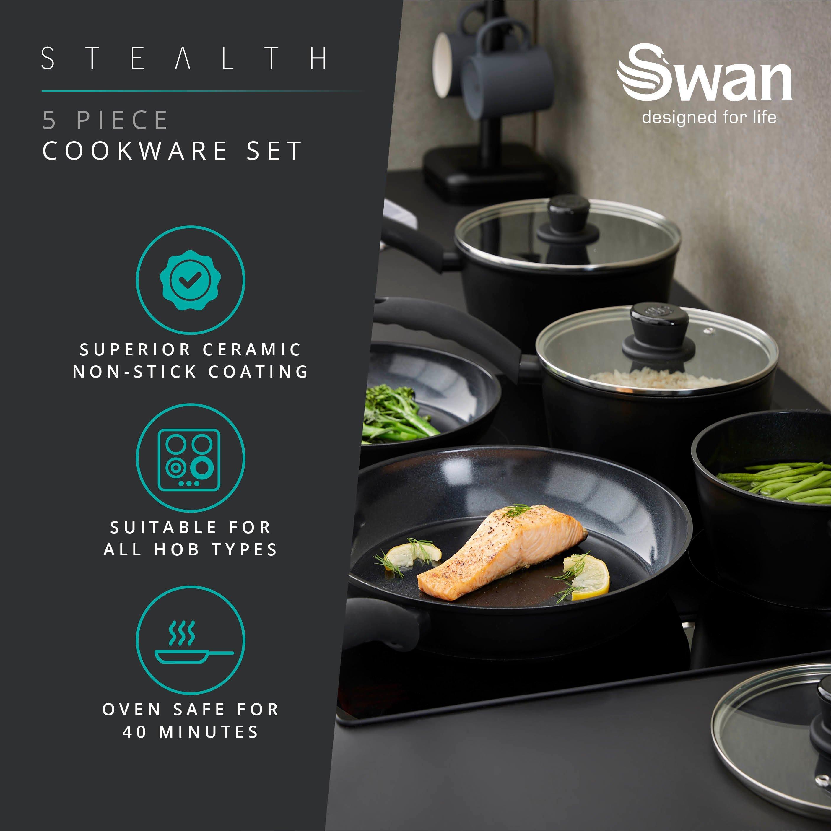 Black - Swan - Stealth 5 Piece Cookware Set - 3
