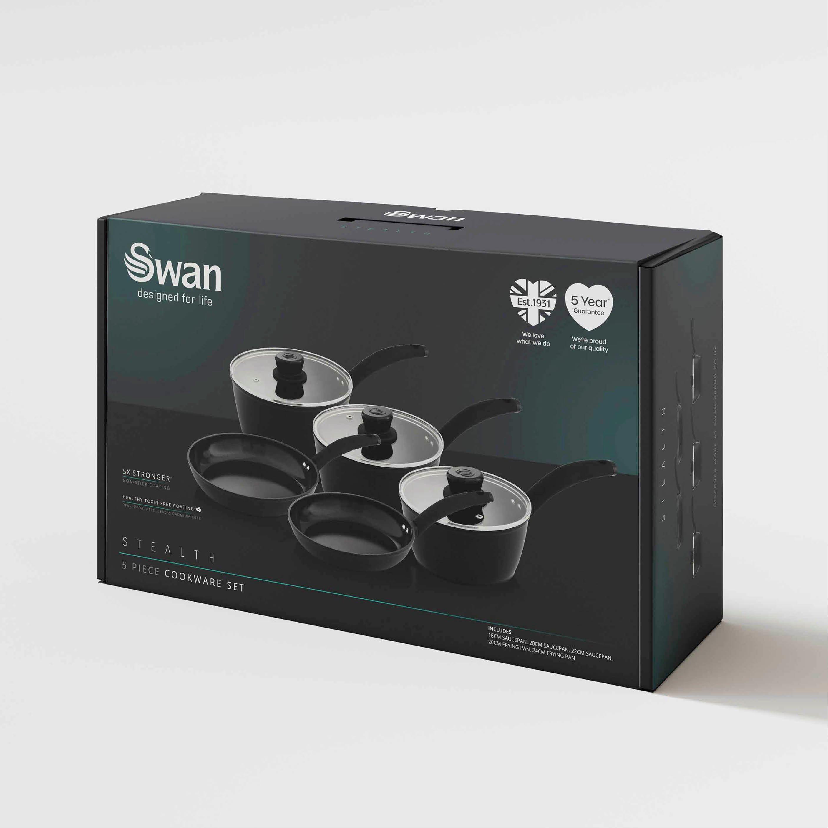 Black - Swan - Stealth 5 Piece Cookware Set - 9