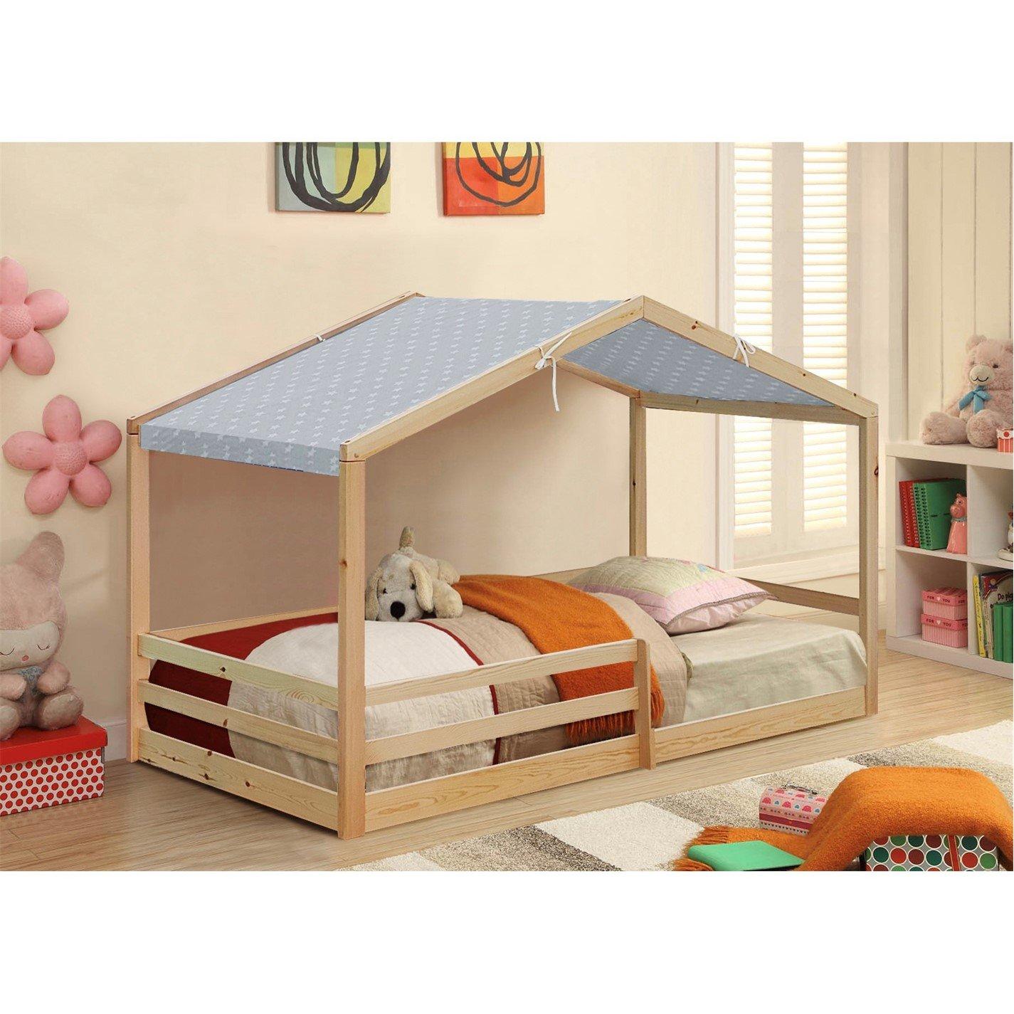 Pine - Comfy Living - 3ft House Bed Frame With Tent Option - 2