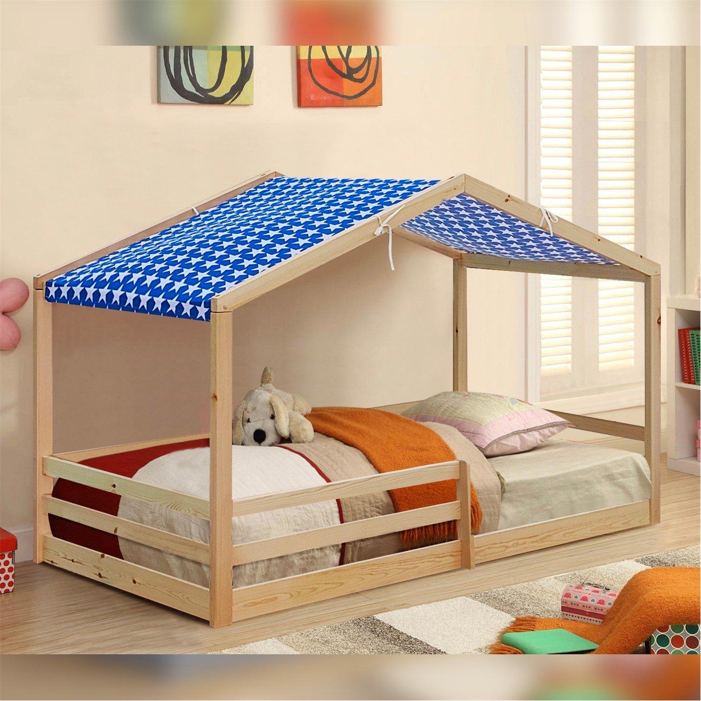 Pine - Comfy Living - 3ft House Bed Frame With Tent Option - 8