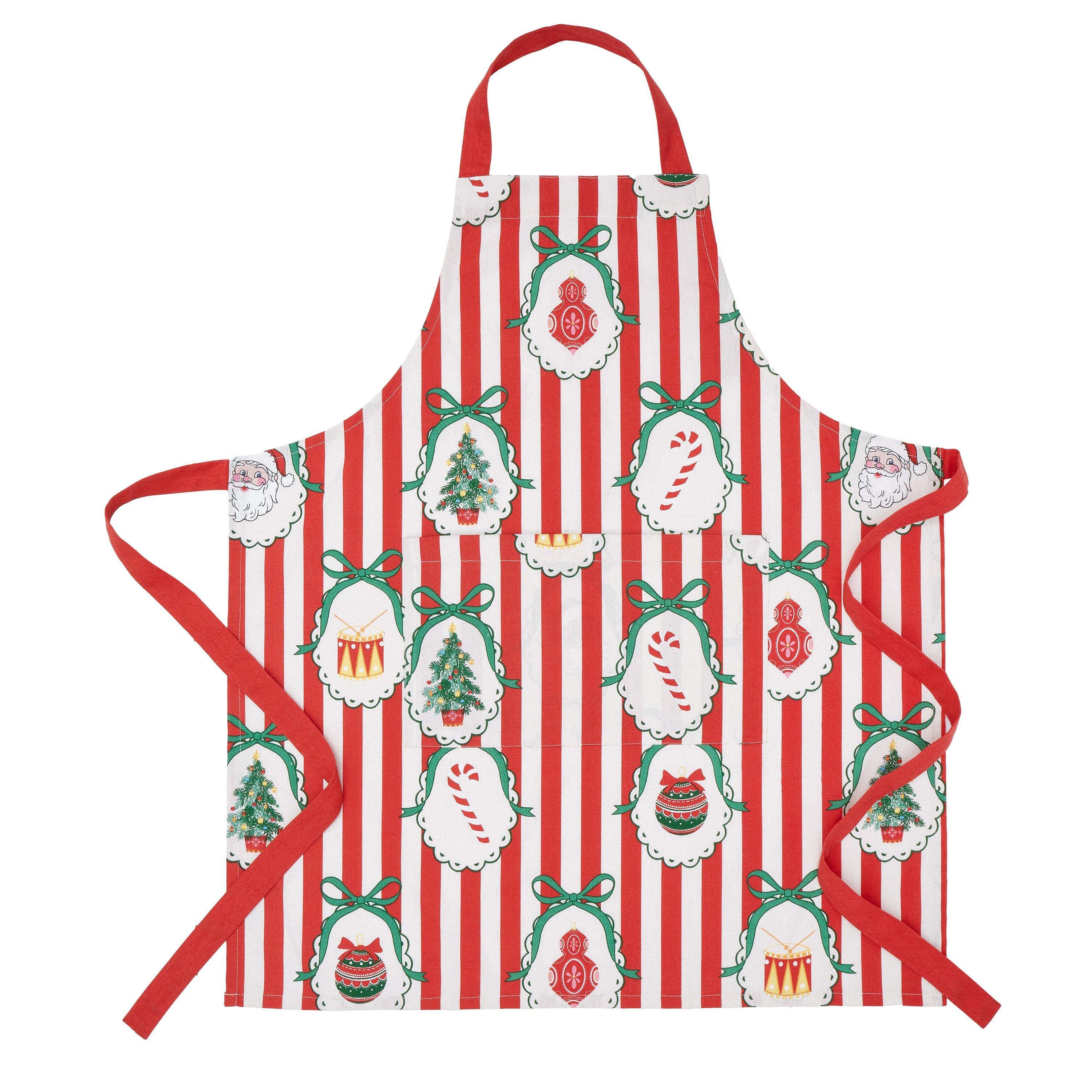 Red - Catherine Lansfield - Christmas Vintage Stripe Kitchen Adult Apron - 3