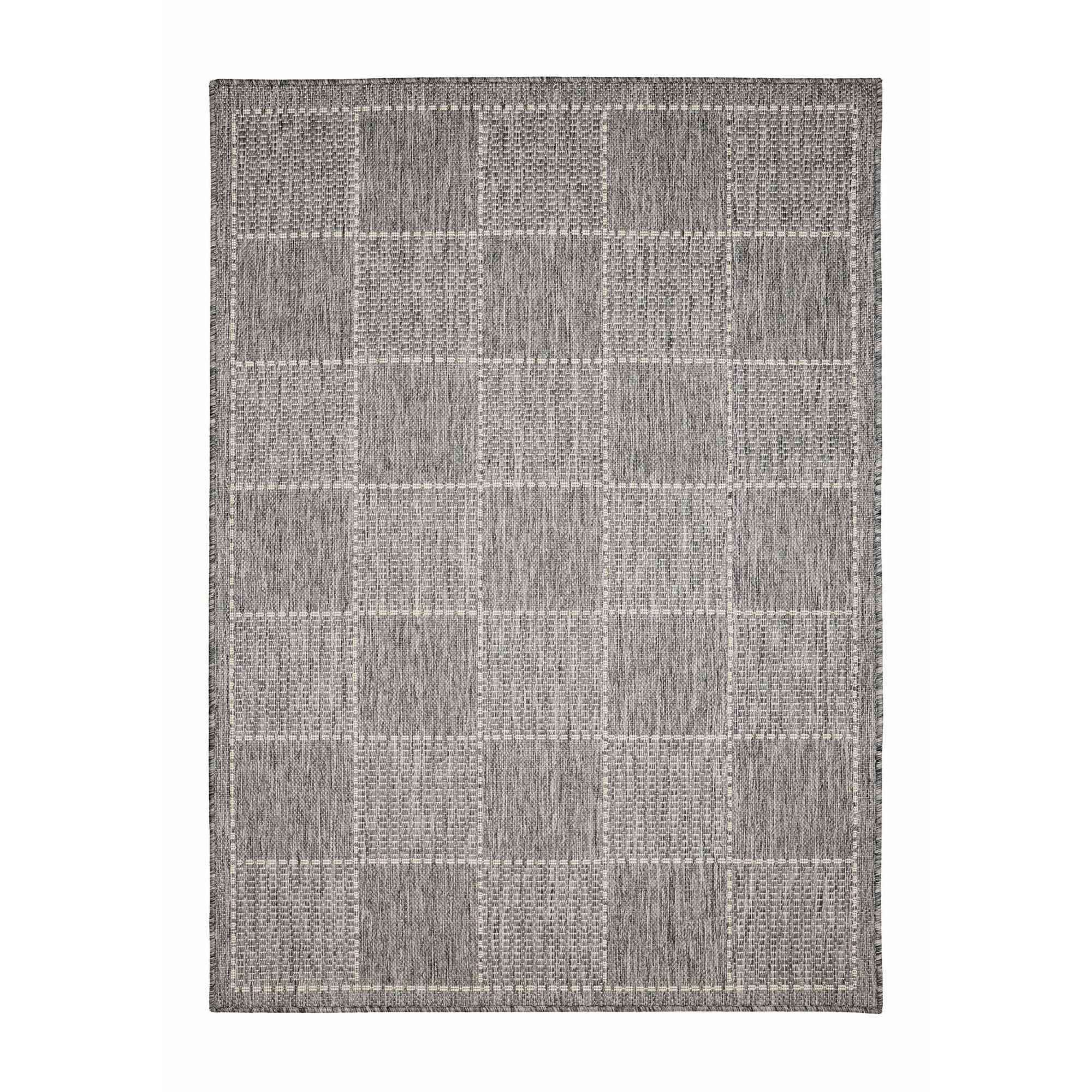 Grey - Homemaker - Check Gel Flatweave Rug Steel Grey - 3