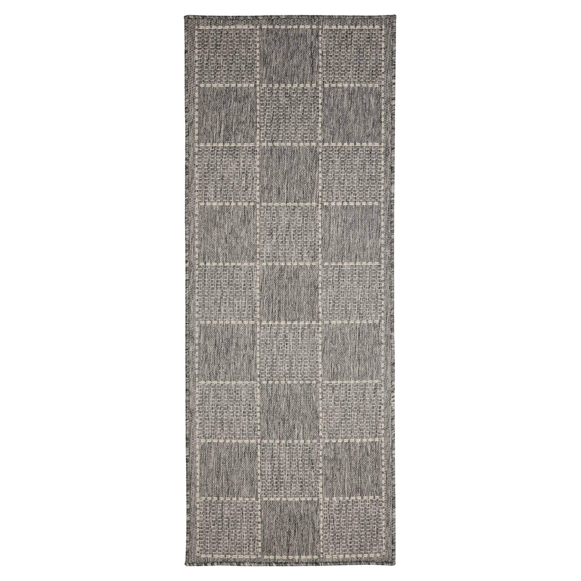 Grey - Homemaker - Check Gel Flatweave Rug Steel Grey - 4