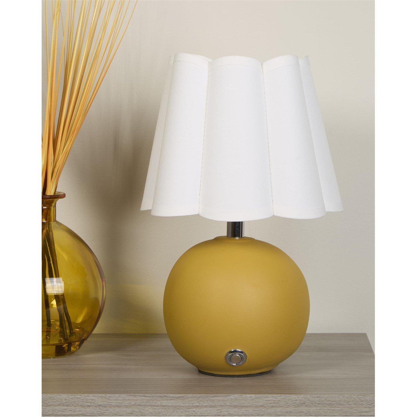 Mustard And Chr - Lighting Collection - Rechrageable Ochre Ceramic Table Lamp - 1
