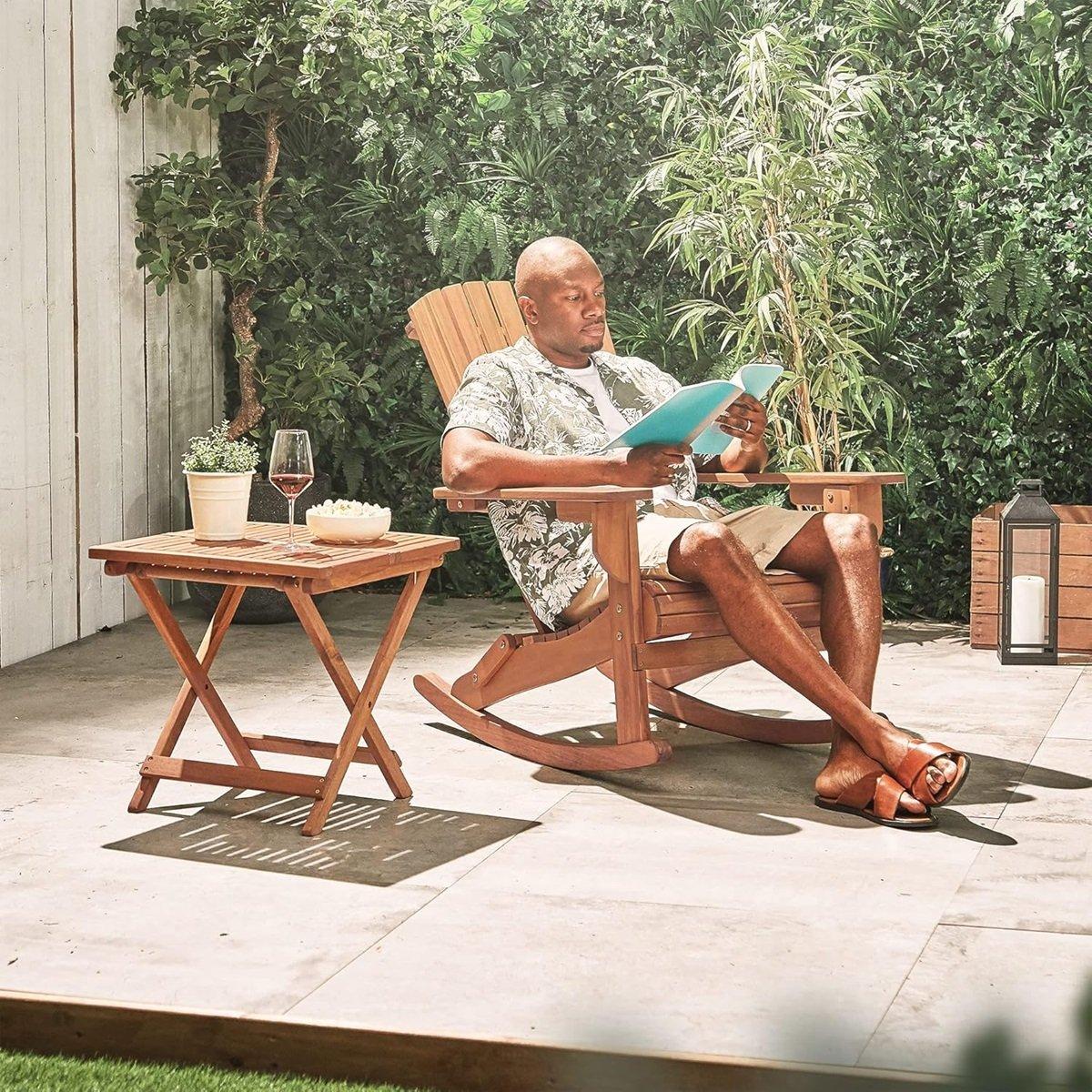 Brown - VonHaus - Hudson Adirondack Folding Wooden Side Table - 4