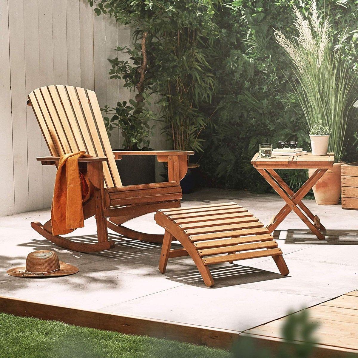 Brown - VonHaus - Hudson Adirondack Folding Wooden Side Table - 6