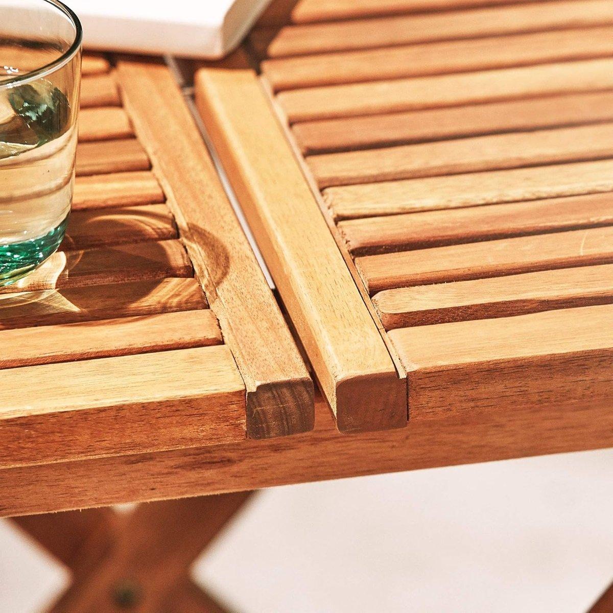 Brown - VonHaus - Hudson Adirondack Folding Wooden Side Table - 7