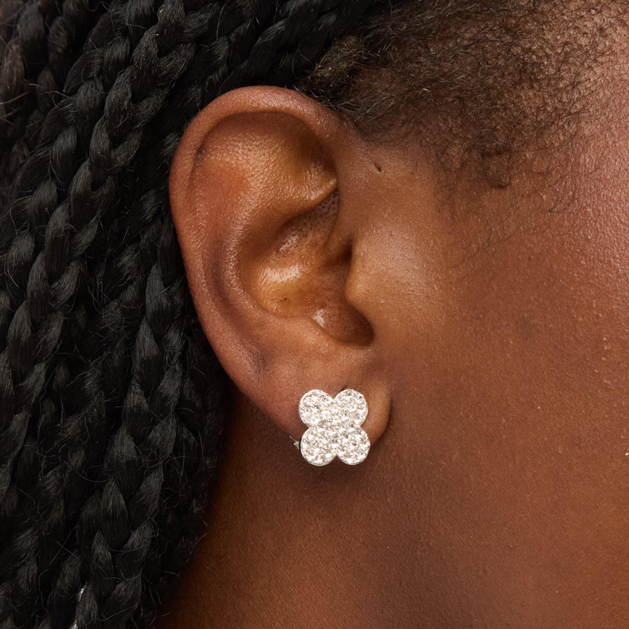 Silver - Jon Richard - Silver Plated and Pave Clover Clip Earrings - 2