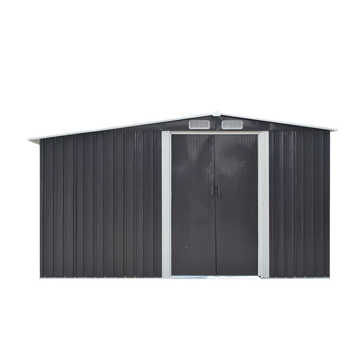 Black - Breeins - Outdoor 8x8Fts Steel Storage Shed Charcoal Black - 2