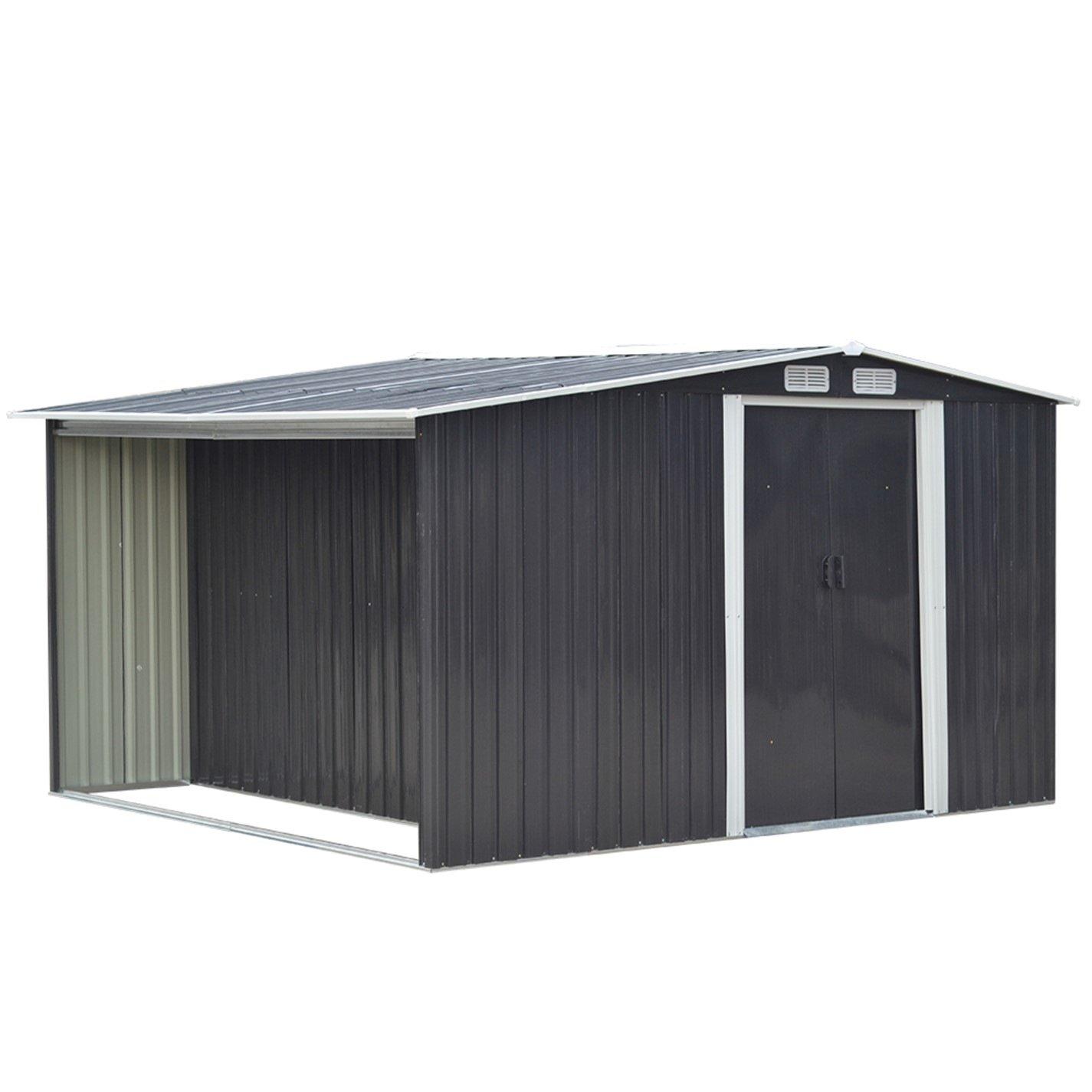 Black - Breeins - Outdoor 8x8Fts Steel Storage Shed Charcoal Black - 3