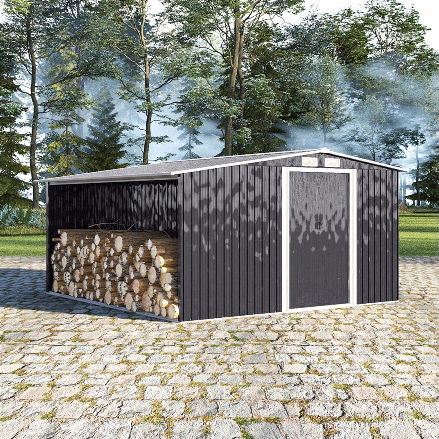 Black - Breeins - Outdoor 8x8Fts Steel Storage Shed Charcoal Black - 5