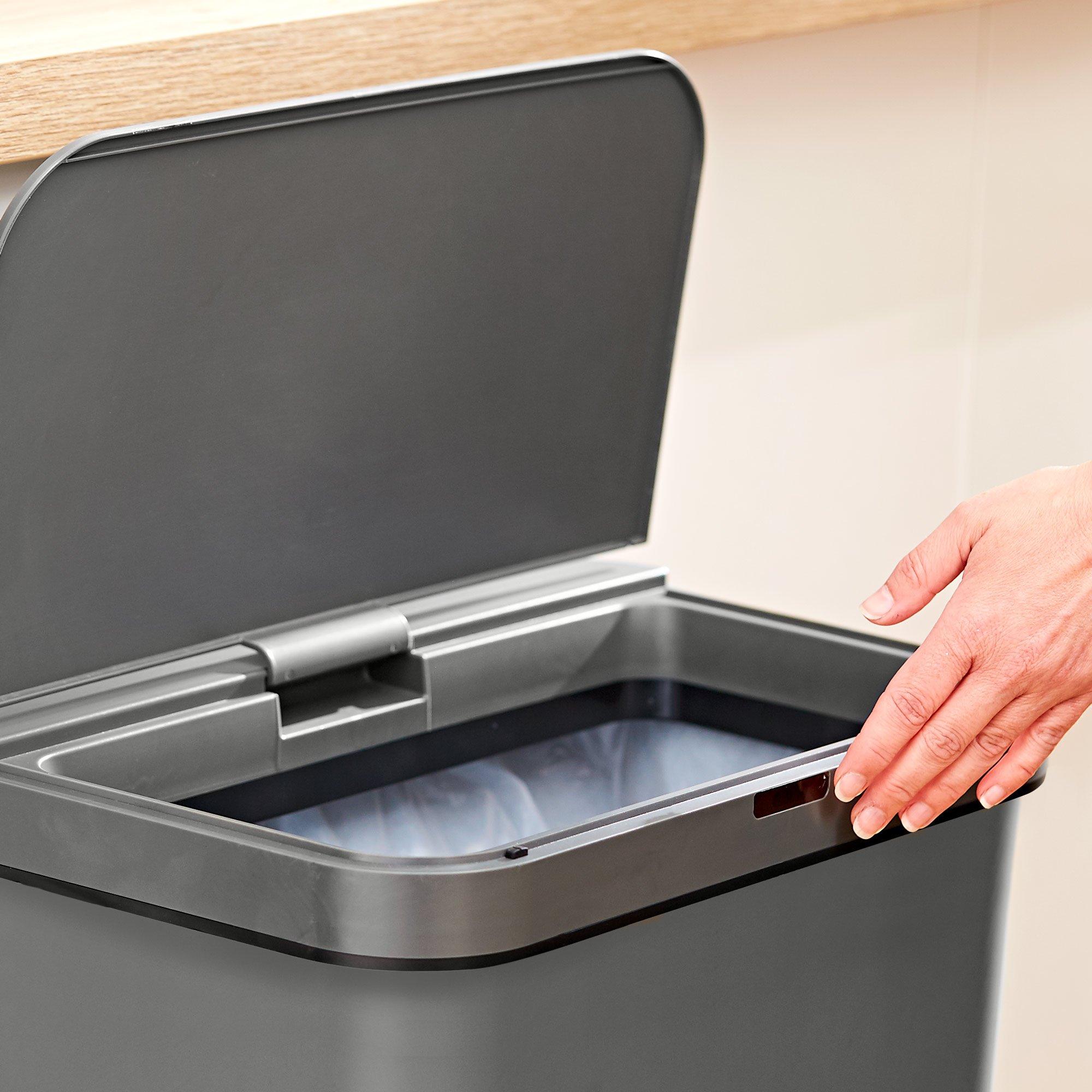 Grey - Tower - 50L Rectangular Sensor Bin Grey - 3