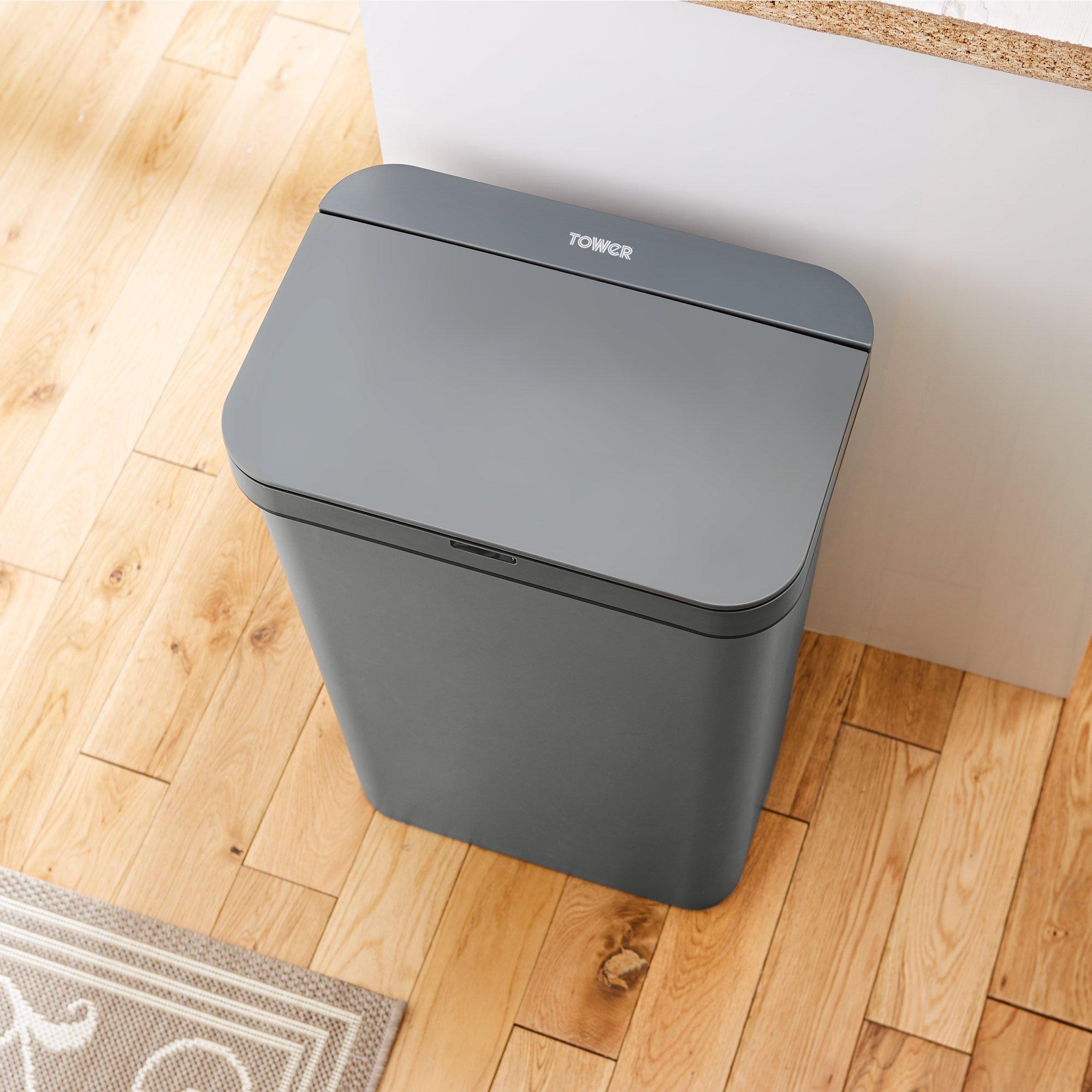 Grey - Tower - 50L Rectangular Sensor Bin Grey - 4